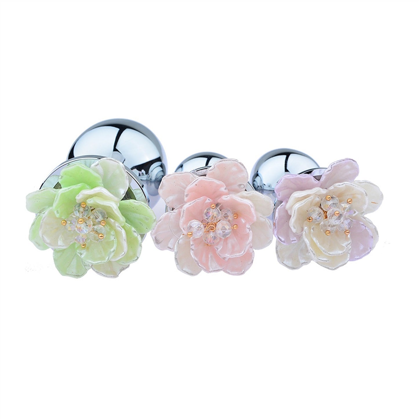 Adult Toy Plastic Flower Petal Bud Metal Anal Plug