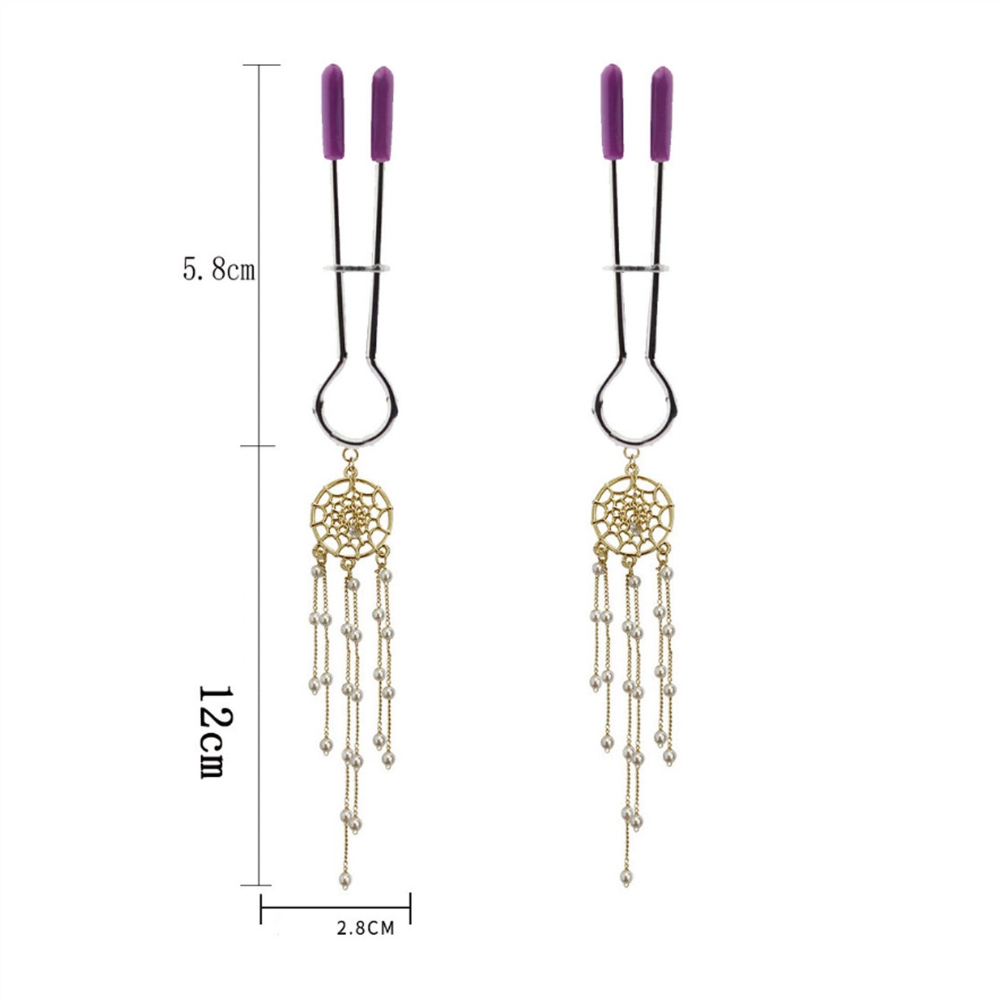 Purple Metal Clip Nipple Clamps With Screw Piercin