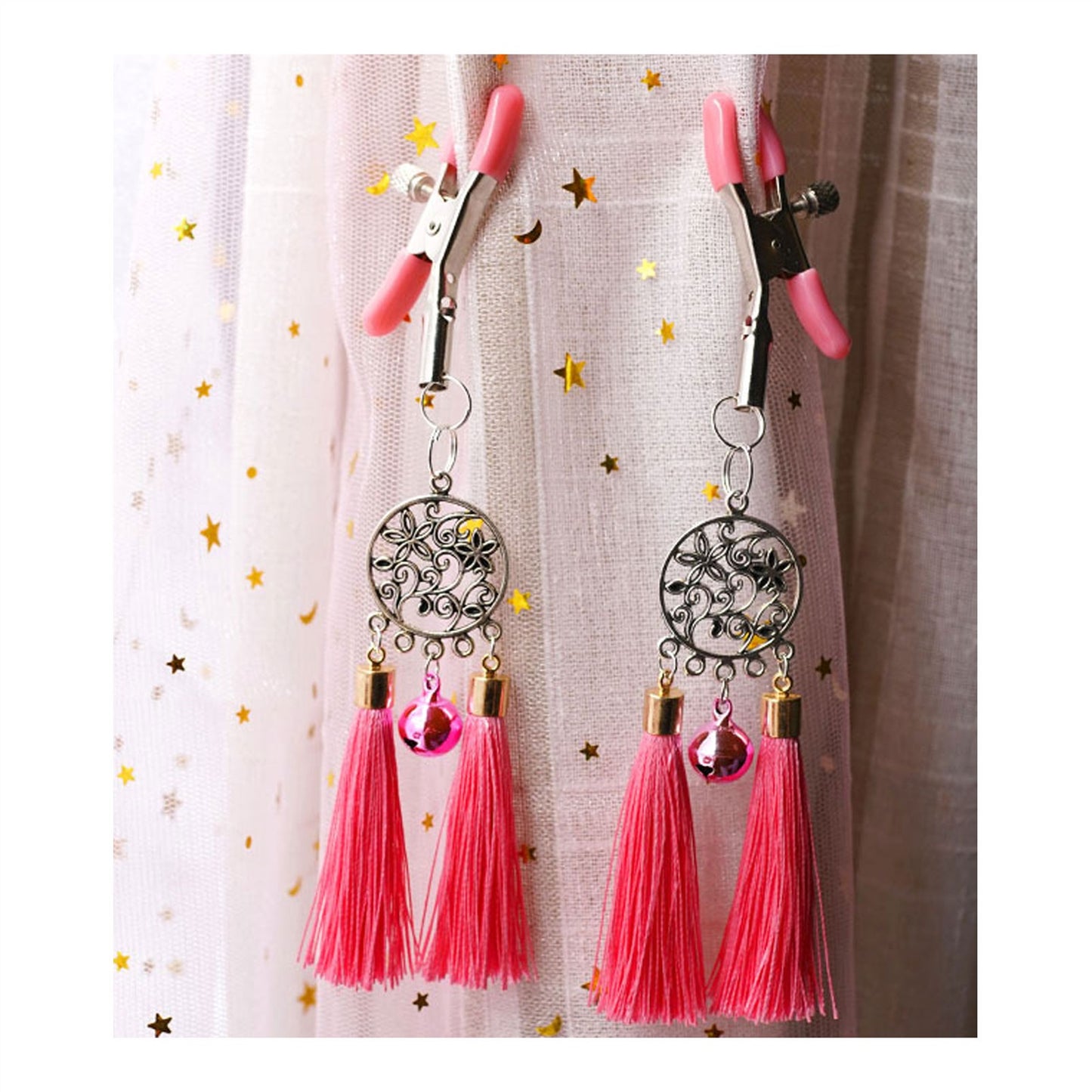 Feather Bells Metal Tassels Pendant Nipple Clamps