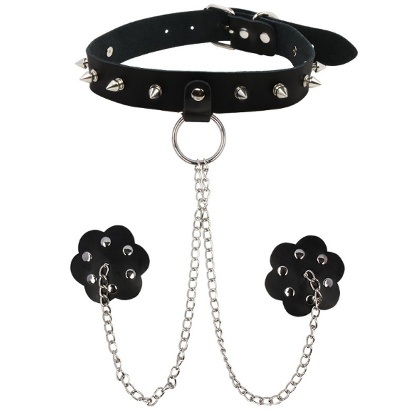 Rivet dog slave collar with chain Collor Necklace
