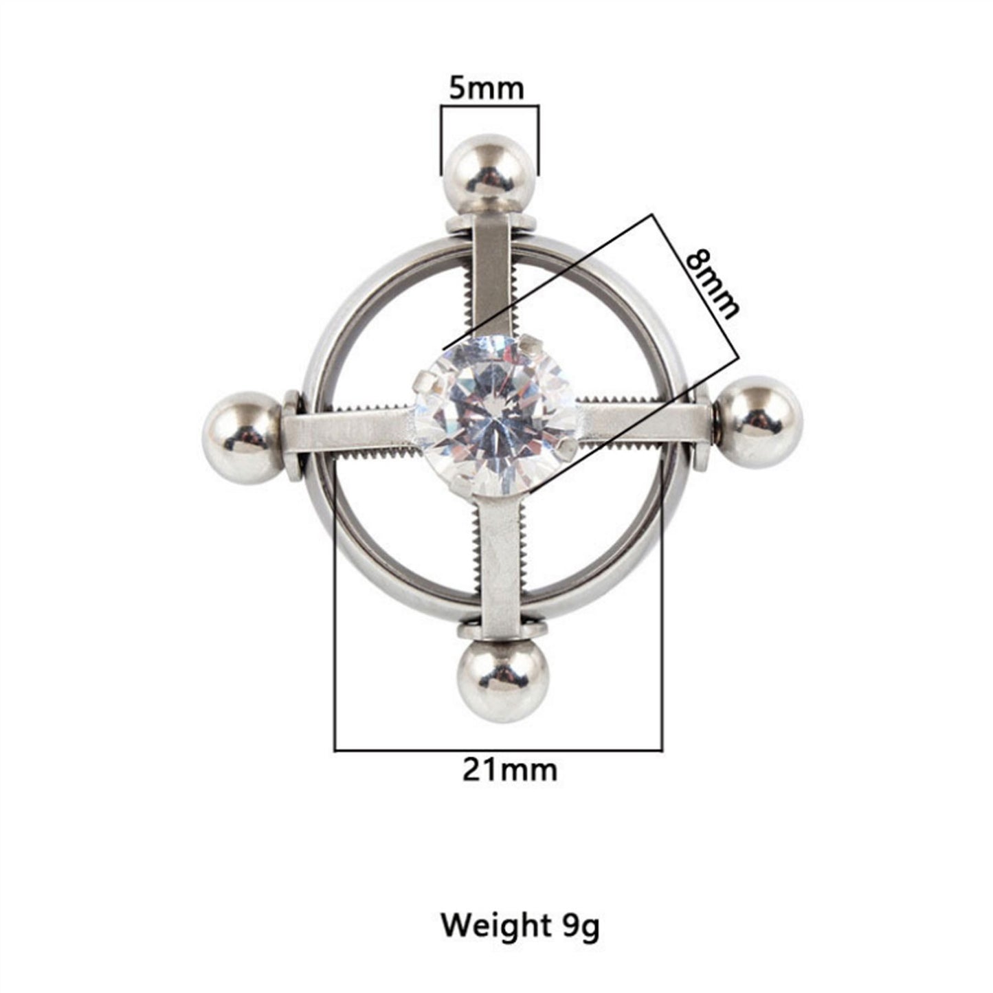 Round Zircon Metal Clip Nipple Clamps With Screw P