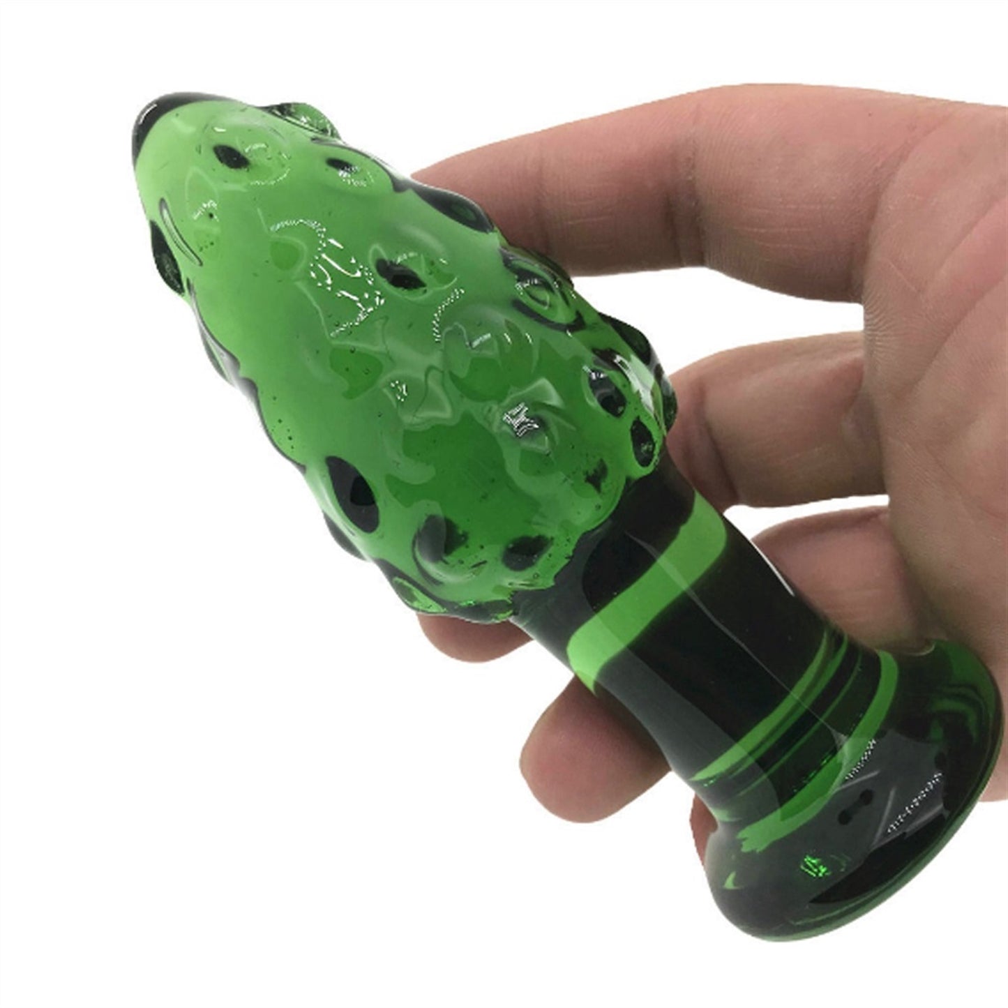 Green Cycas Crystal Glass Anal Plug for Men and Wo