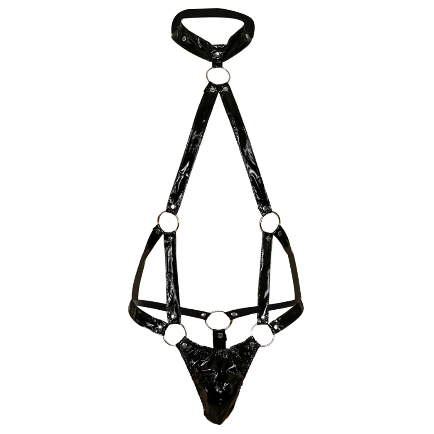 Men's PU Leather One-piece Hollow Patent Leather S