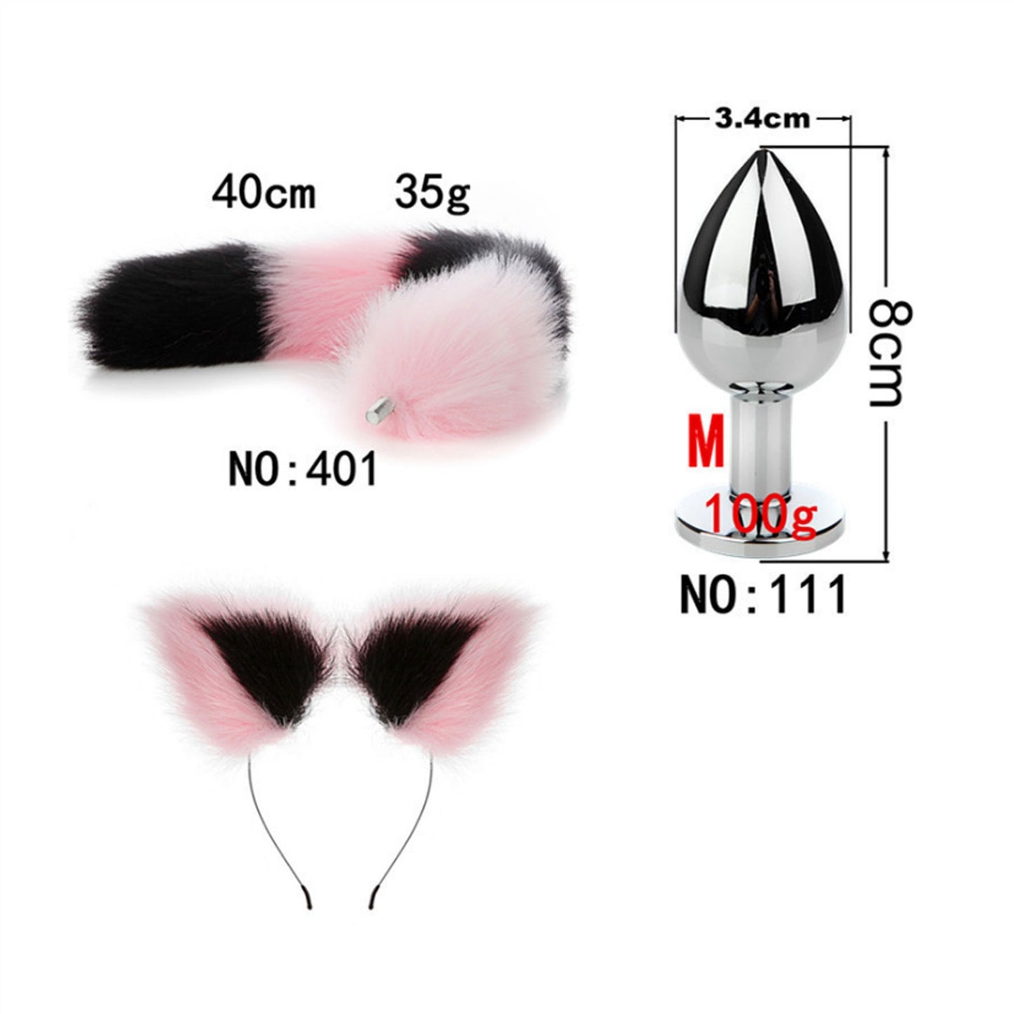 Faux fox tail anal plug ear hairpin set cosplay ad