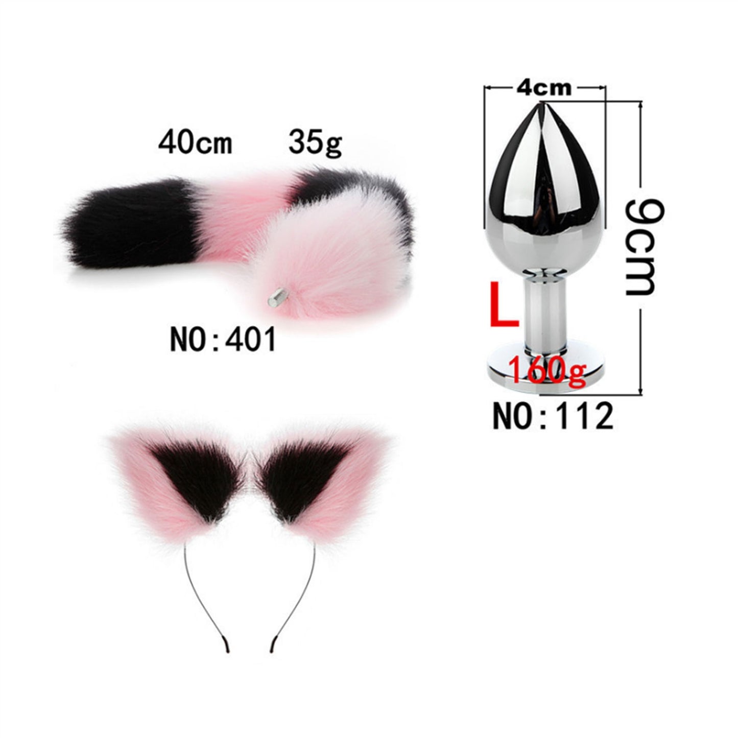 Faux fox tail anal plug ear hairpin set cosplay ad