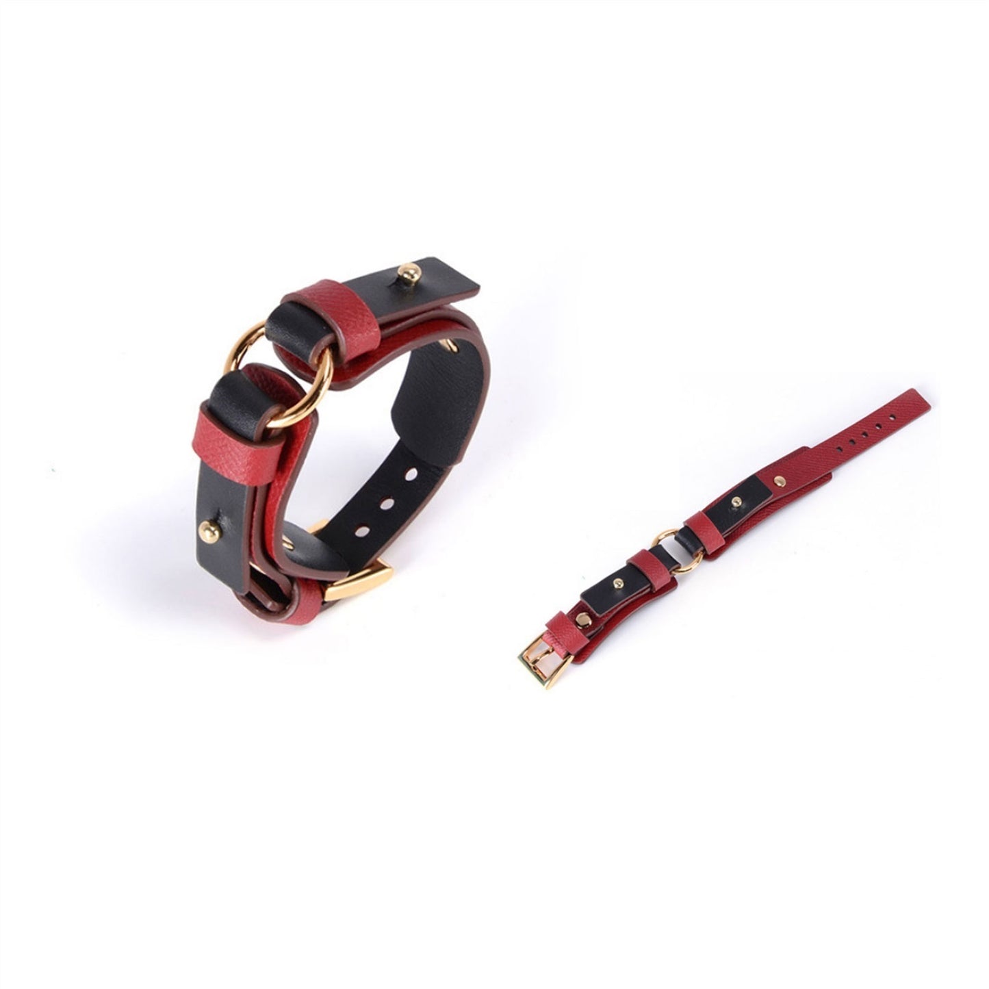 PU Leather Choker Collar Bracelet With Chain Adjus