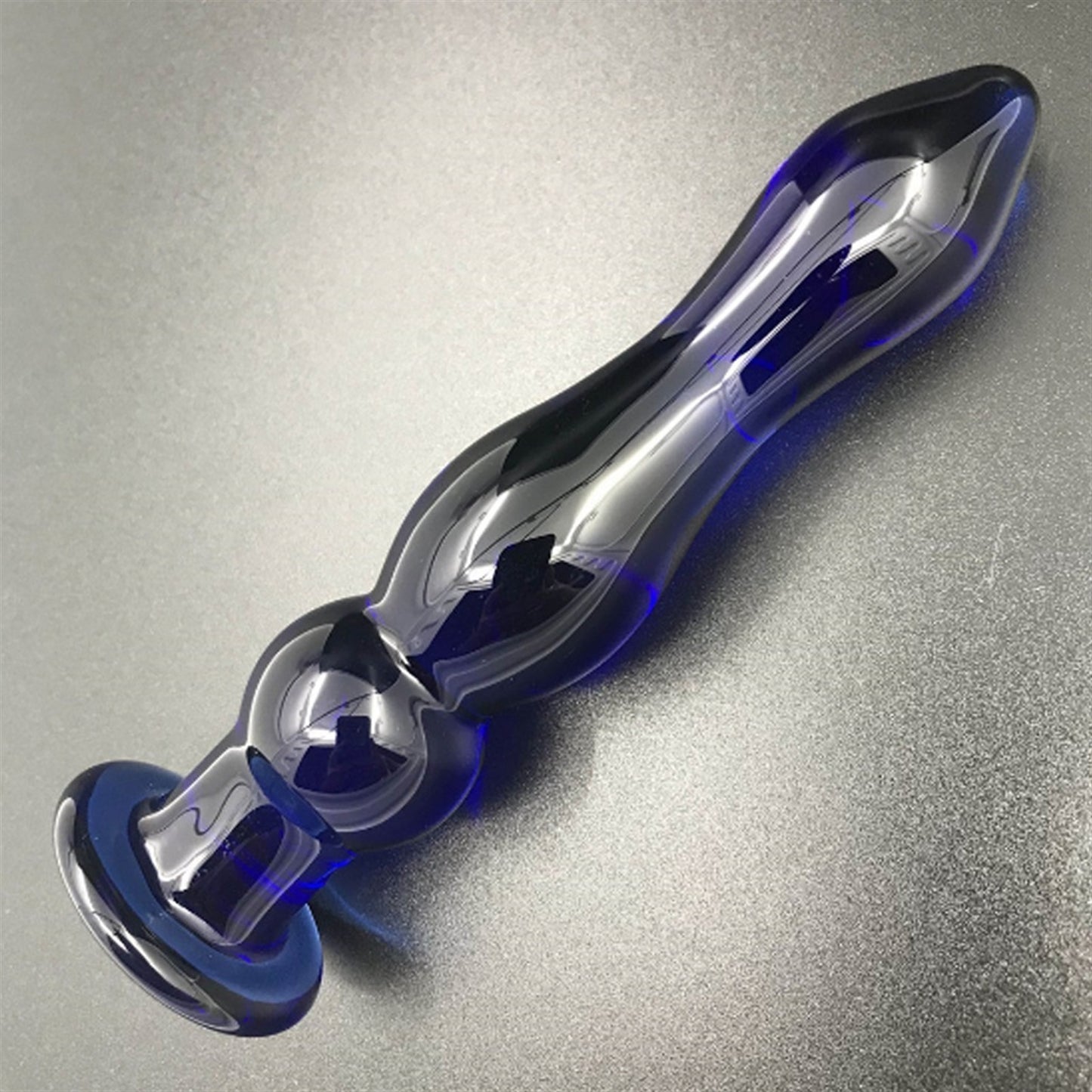 Blue Pagoda Crystal Glass Anal Plug Back Court Alt