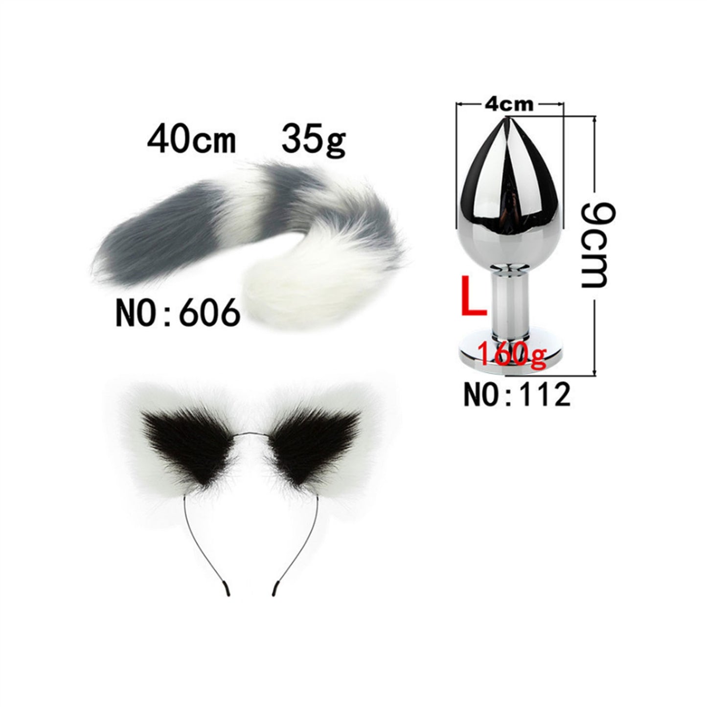 Faux fox tail anal plug ear hairpin set cosplay ad