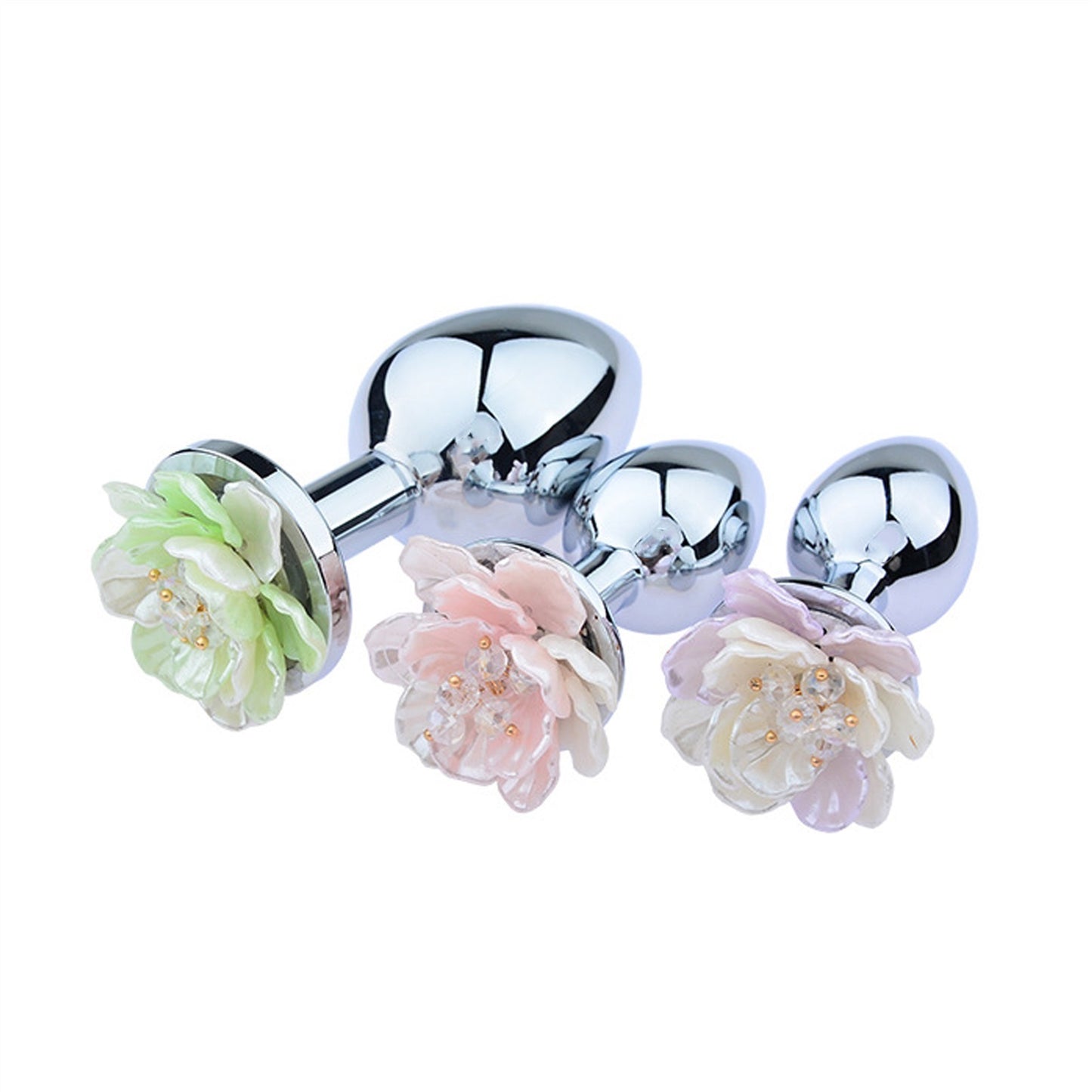 Adult Toy Plastic Flower Petal Bud Metal Anal Plug