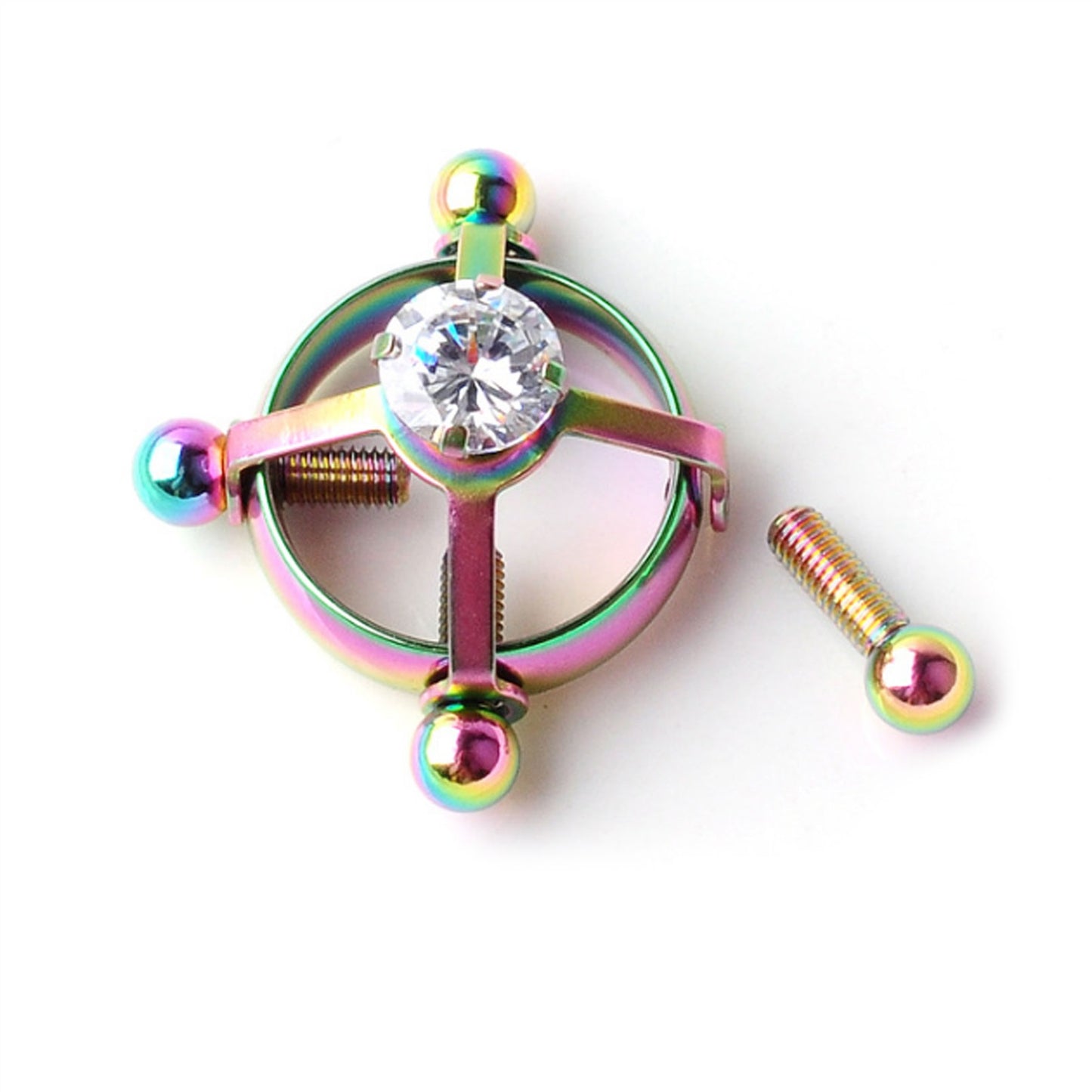 Round Zircon Metal Clip Nipple Clamps With Screw P