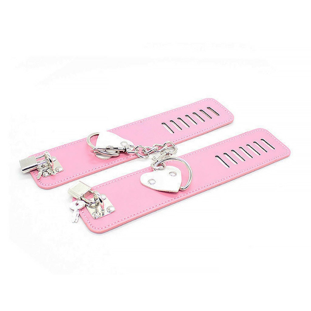 PU Leather Heart Adjustment Handcuffs Leg Cuffs Se