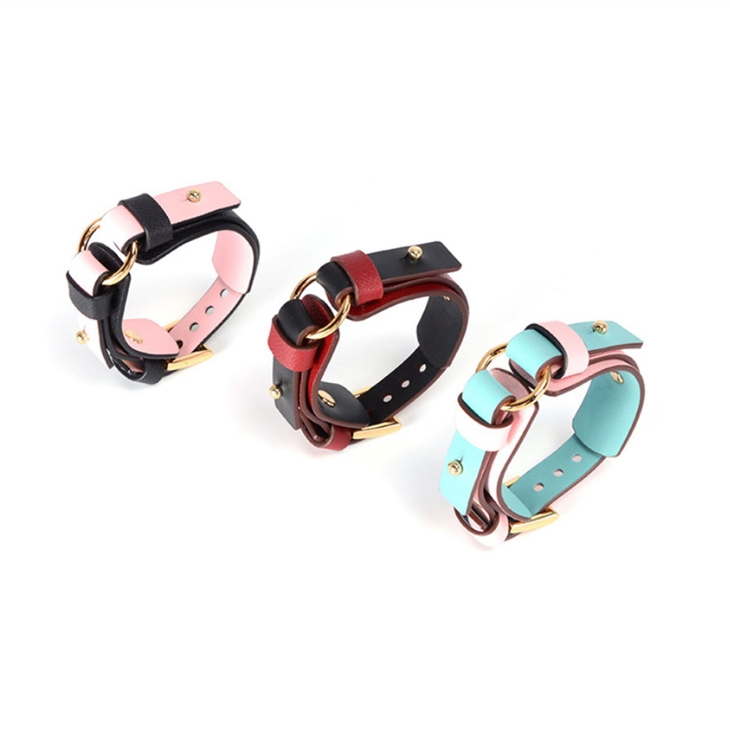 PU Leather Choker Collar Bracelet With Chain Adjus
