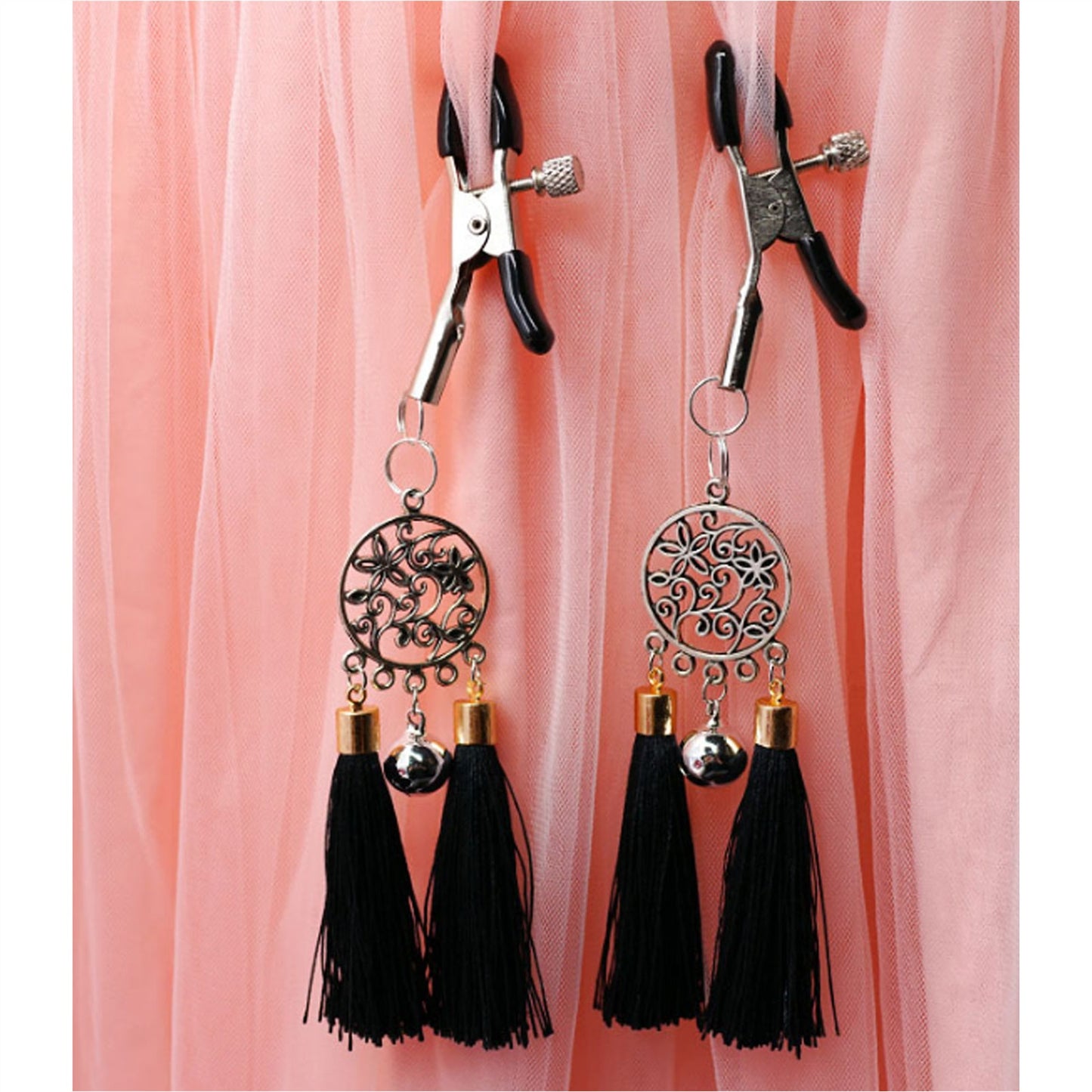 Feather Bells Metal Tassels Pendant Nipple Clamps