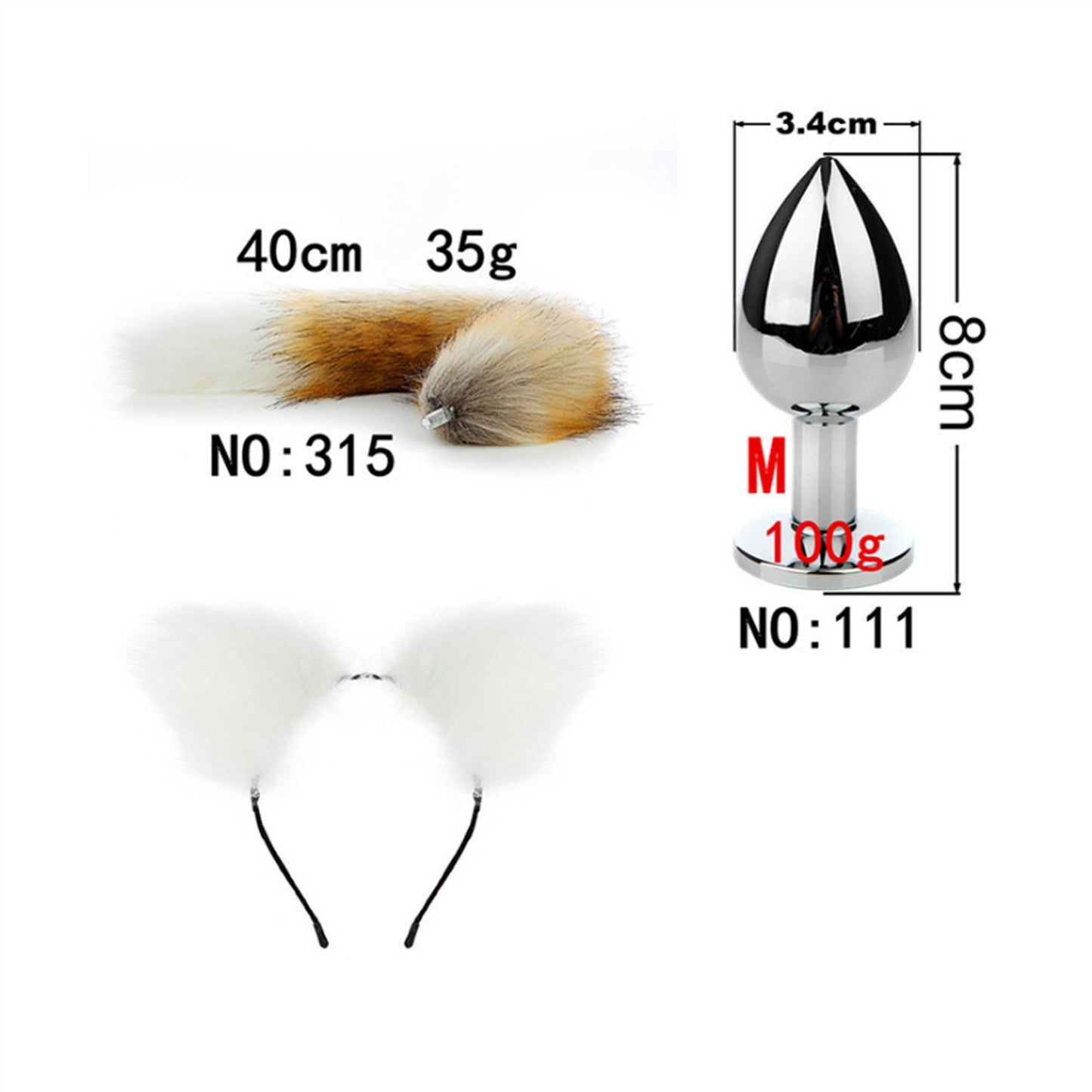Faux Fox Tail Anal Plug Ear Hairpin Set Cosplay Ad