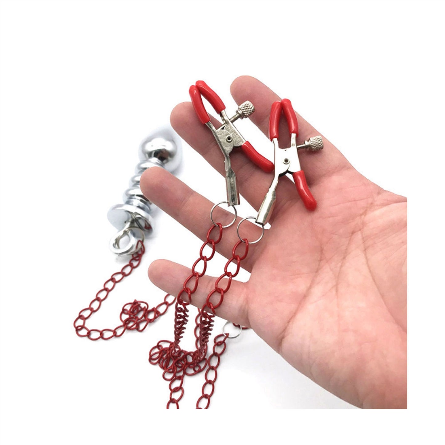 Long Chain Metal Nipple Clamp Female Clamp Plug Je