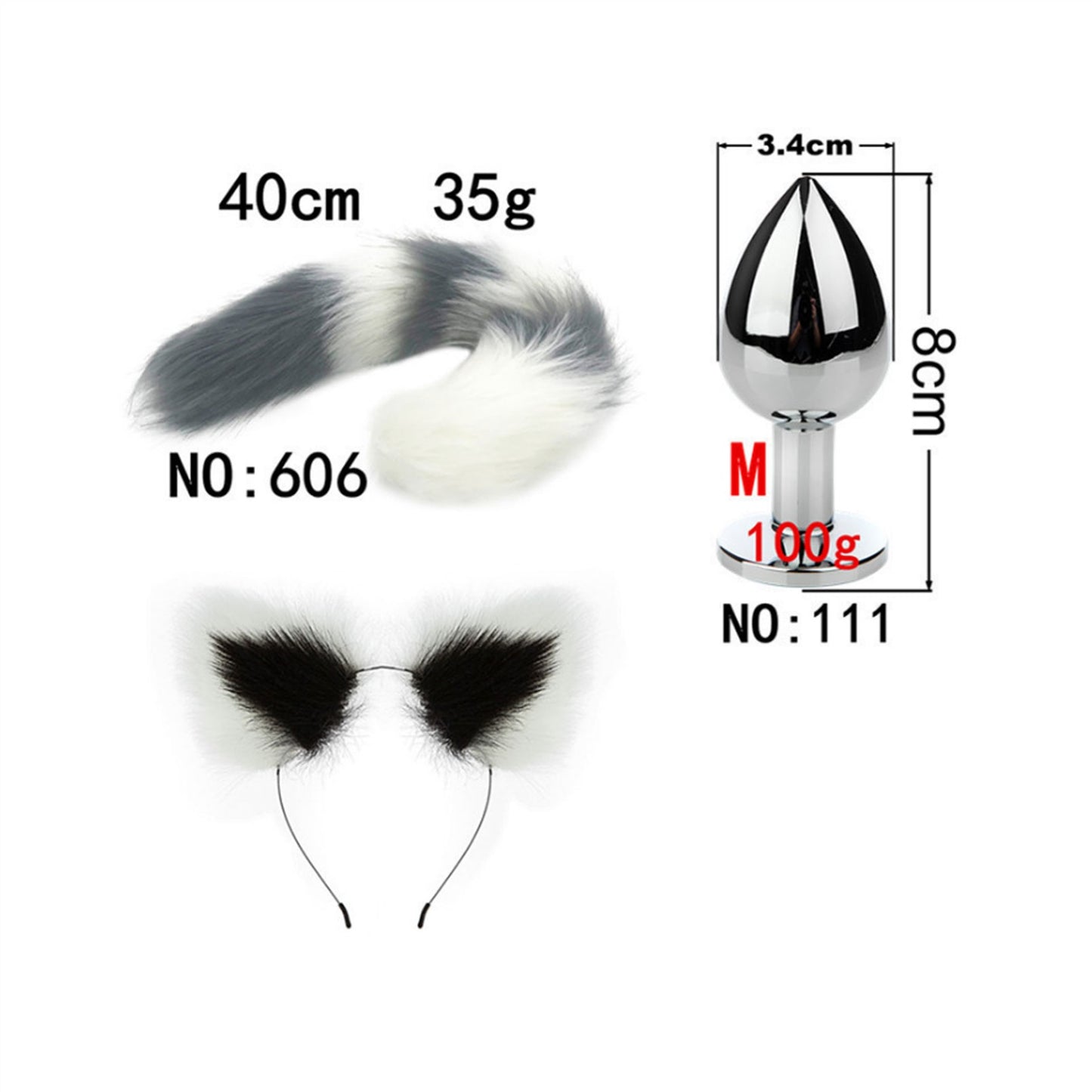 Faux fox tail anal plug ear hairpin set cosplay ad