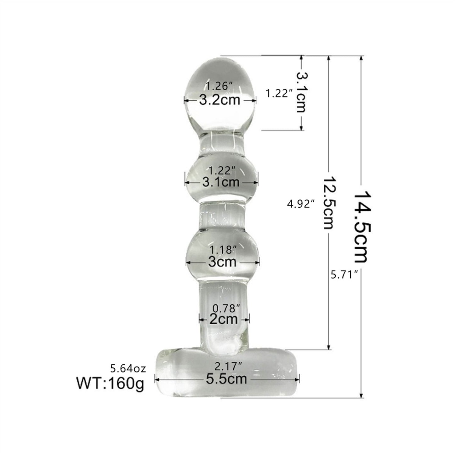 3 Balls Transparent Crystal Glass Anal Plug Back C