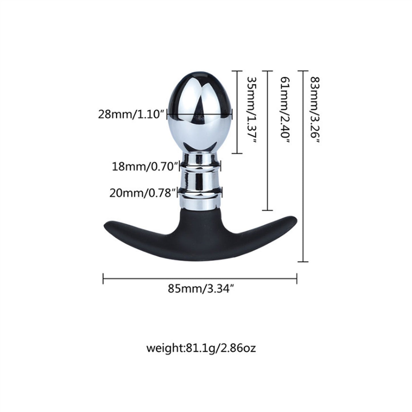 Metal Silicone Base Anus Plug Small Curved Masturb