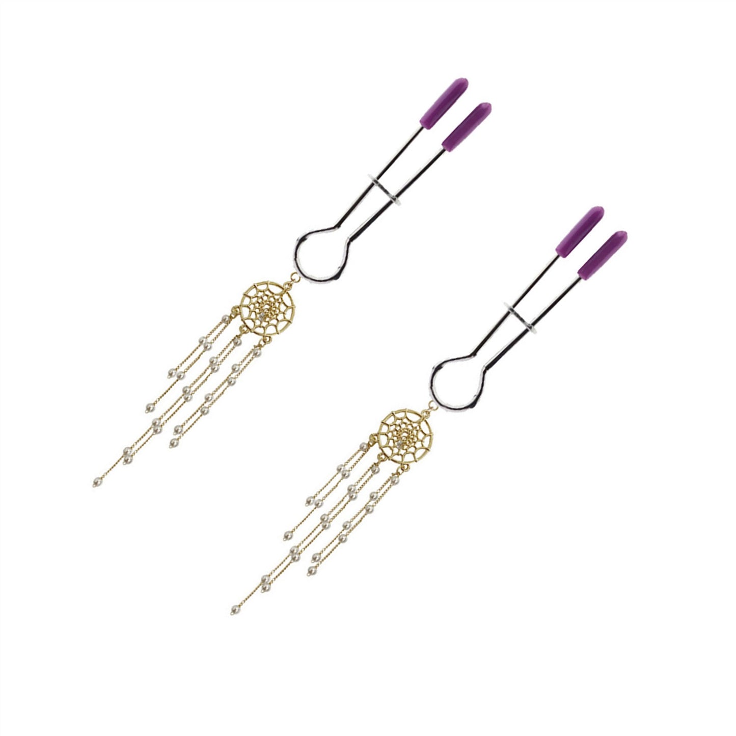 Purple Metal Clip Nipple Clamps With Screw Piercin