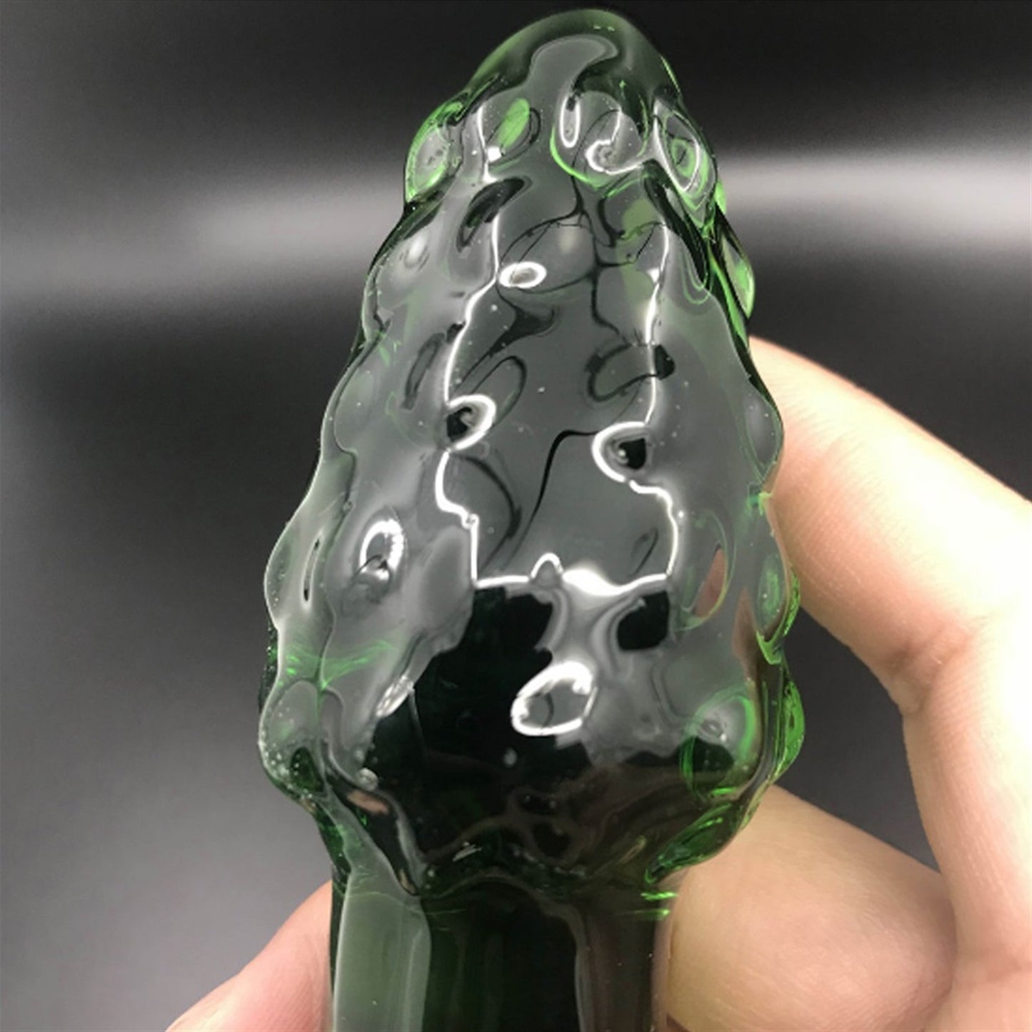 Green Cycas Crystal Glass Anal Plug for Men and Wo