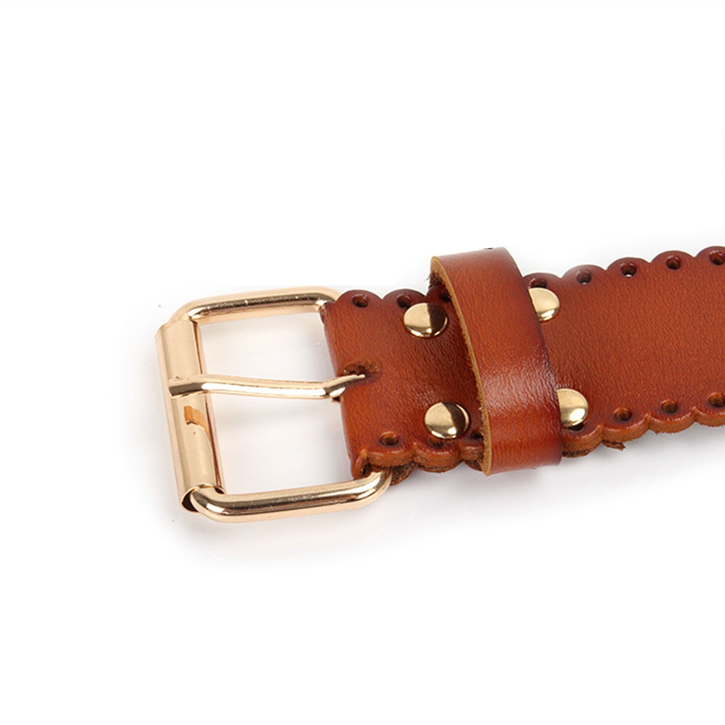 Leather Handcuffs Gold Rivet Chain Cuff Punk Rock
