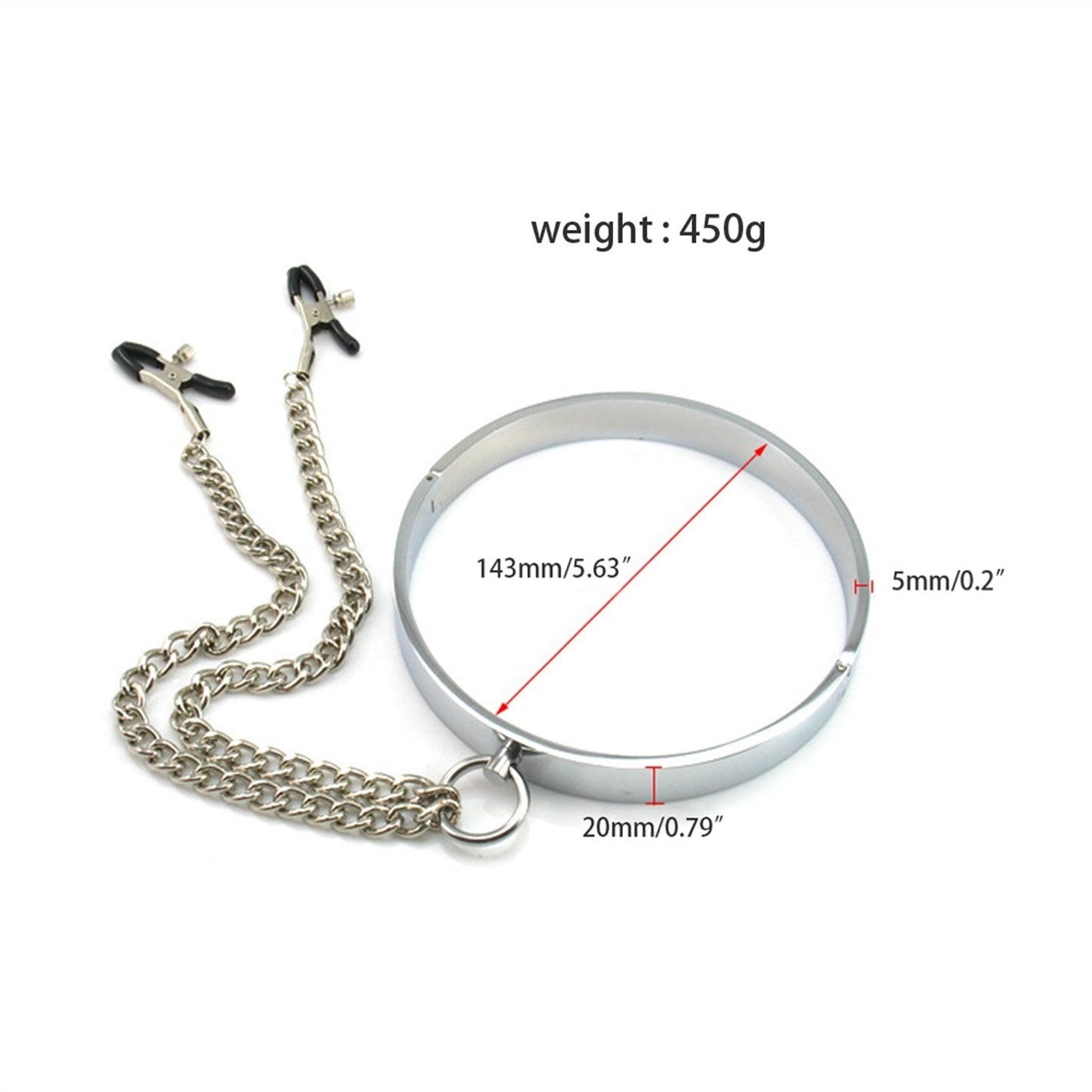 Man Stainless Steel Metal Restraint Neck Collar Ri