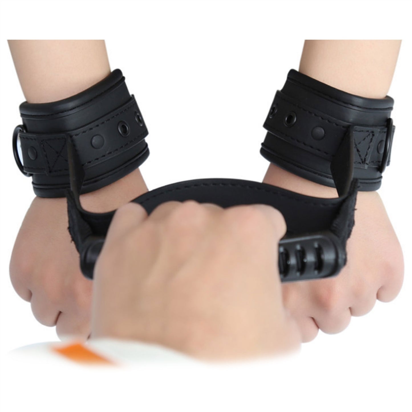 PU leather Handcuffs Gold Rivet Chain Cuff Punk Ro