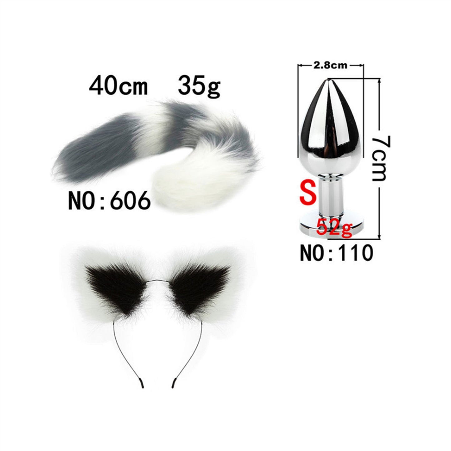 Faux fox tail anal plug ear hairpin set cosplay ad