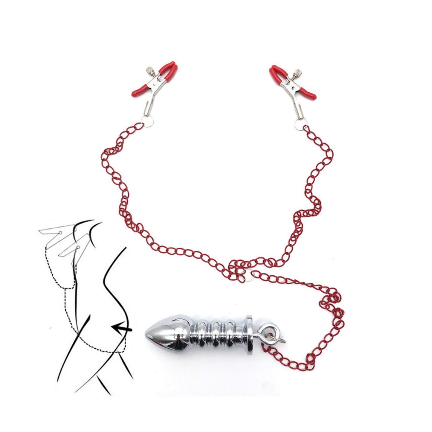 Long Chain Metal Nipple Clamp Female Clamp Plug Je