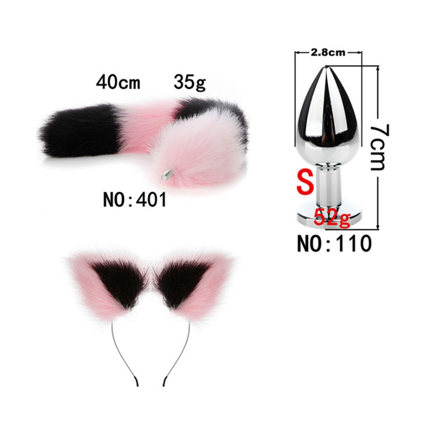 Faux fox tail anal plug ear hairpin set cosplay ad