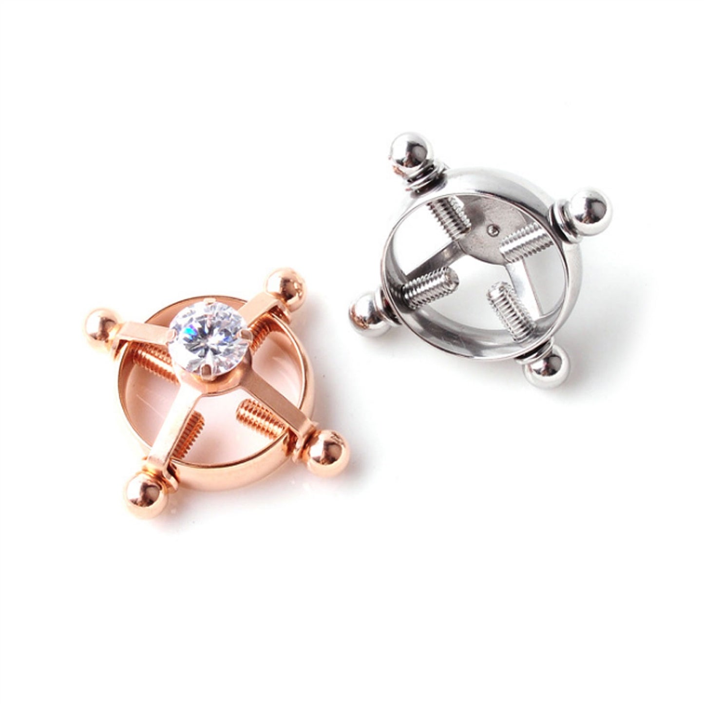 Round Zircon Metal Clip Nipple Clamps With Screw P