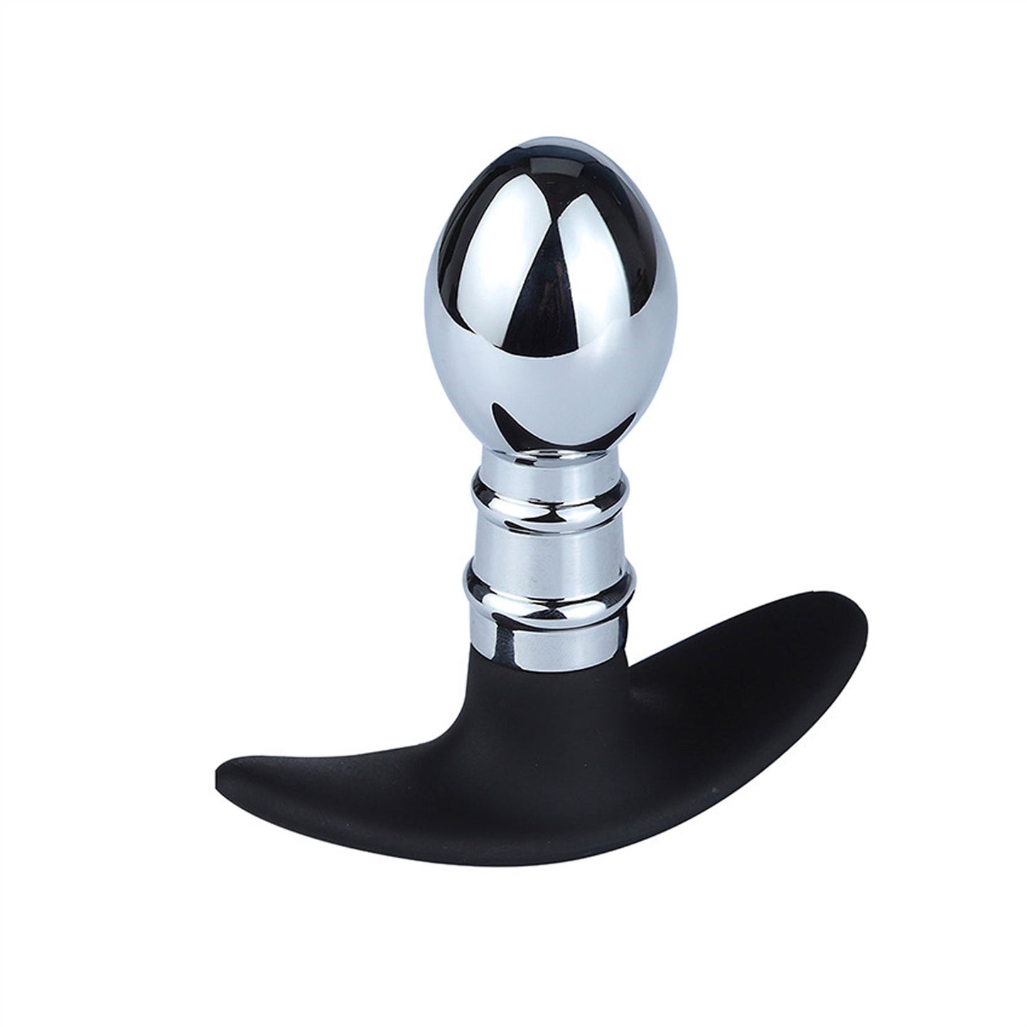 Metal Silicone Base Anus Plug Small Curved Masturb