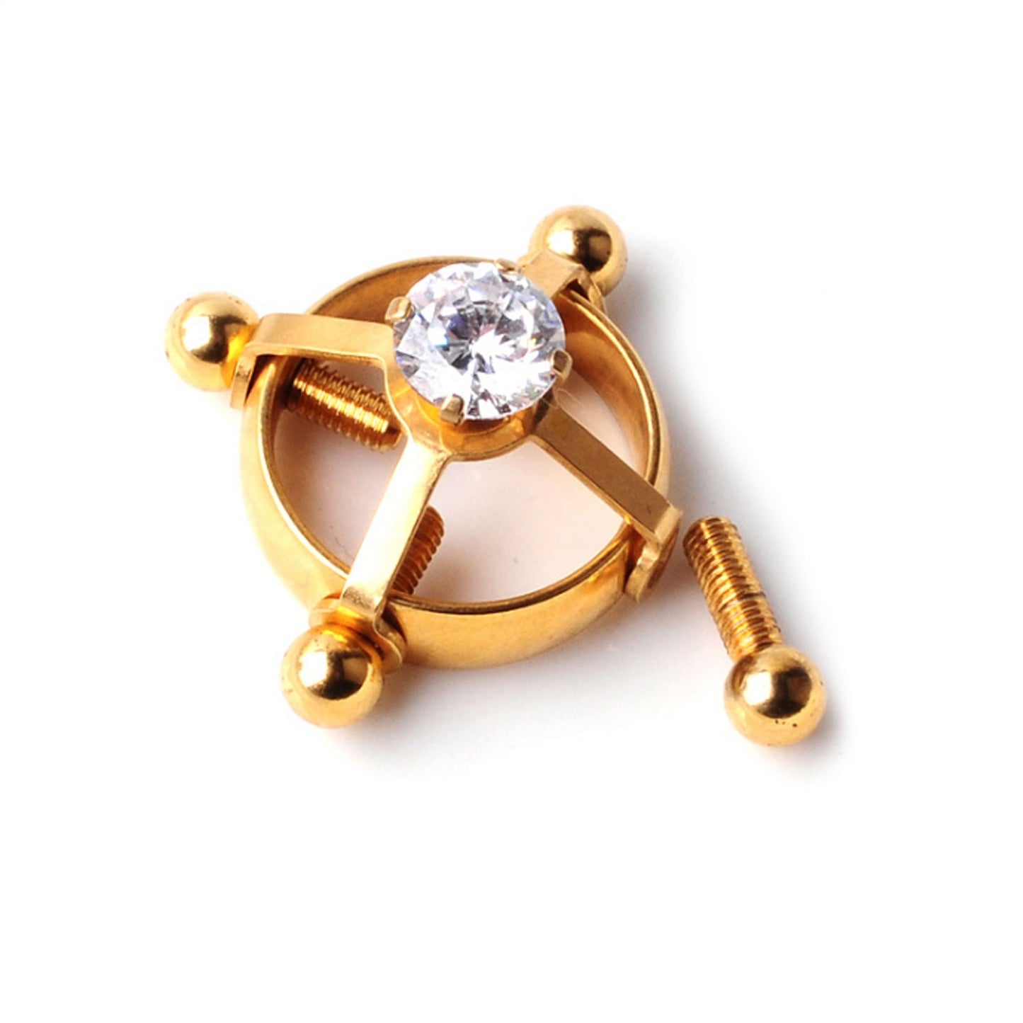 Round Zircon Metal Clip Nipple Clamps With Screw P