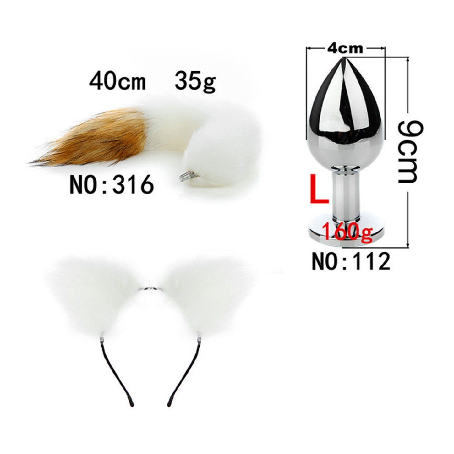 Faux fox tail anal plug ear hairpin set cosplay ad