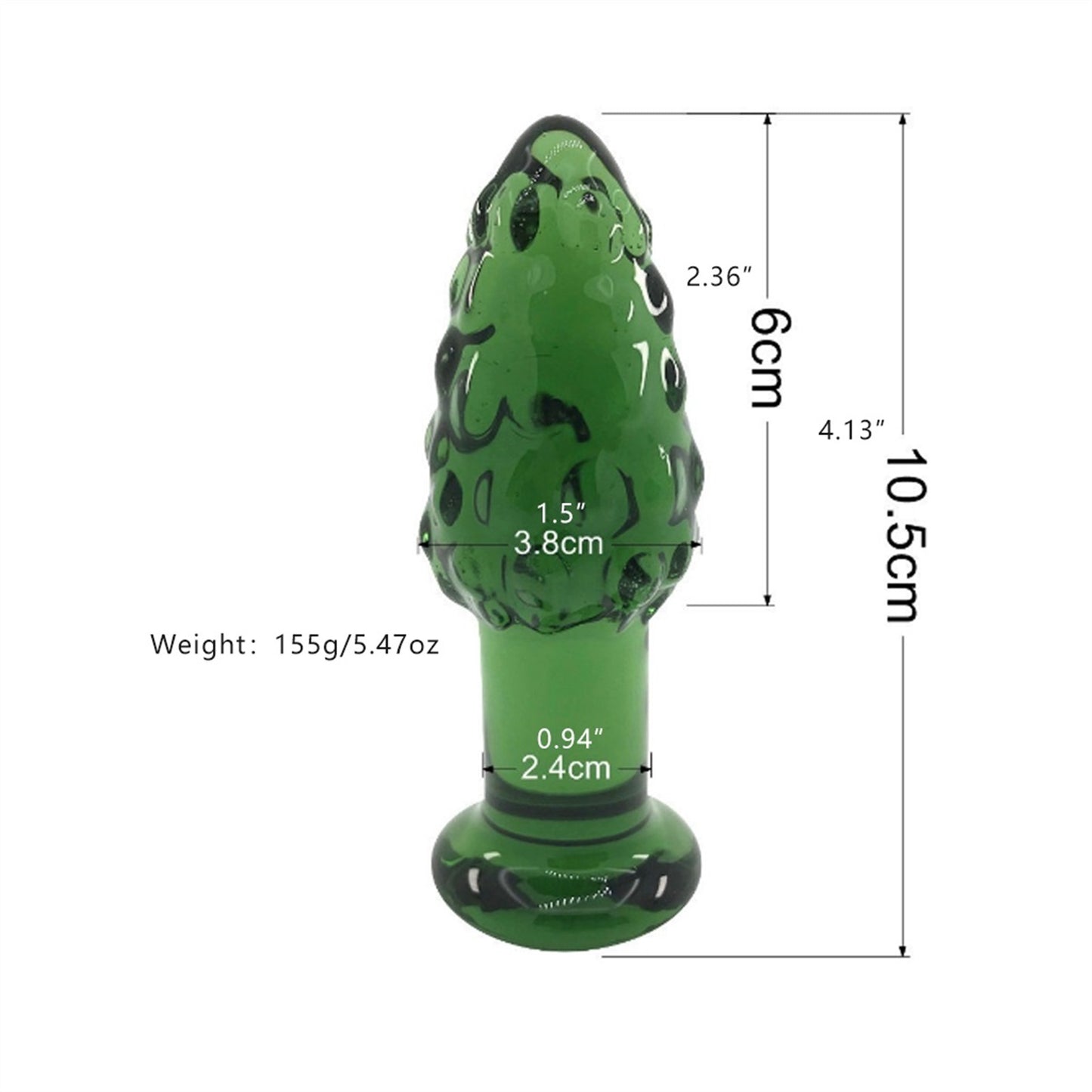 Green Cycas Crystal Glass Anal Plug for Men and Wo