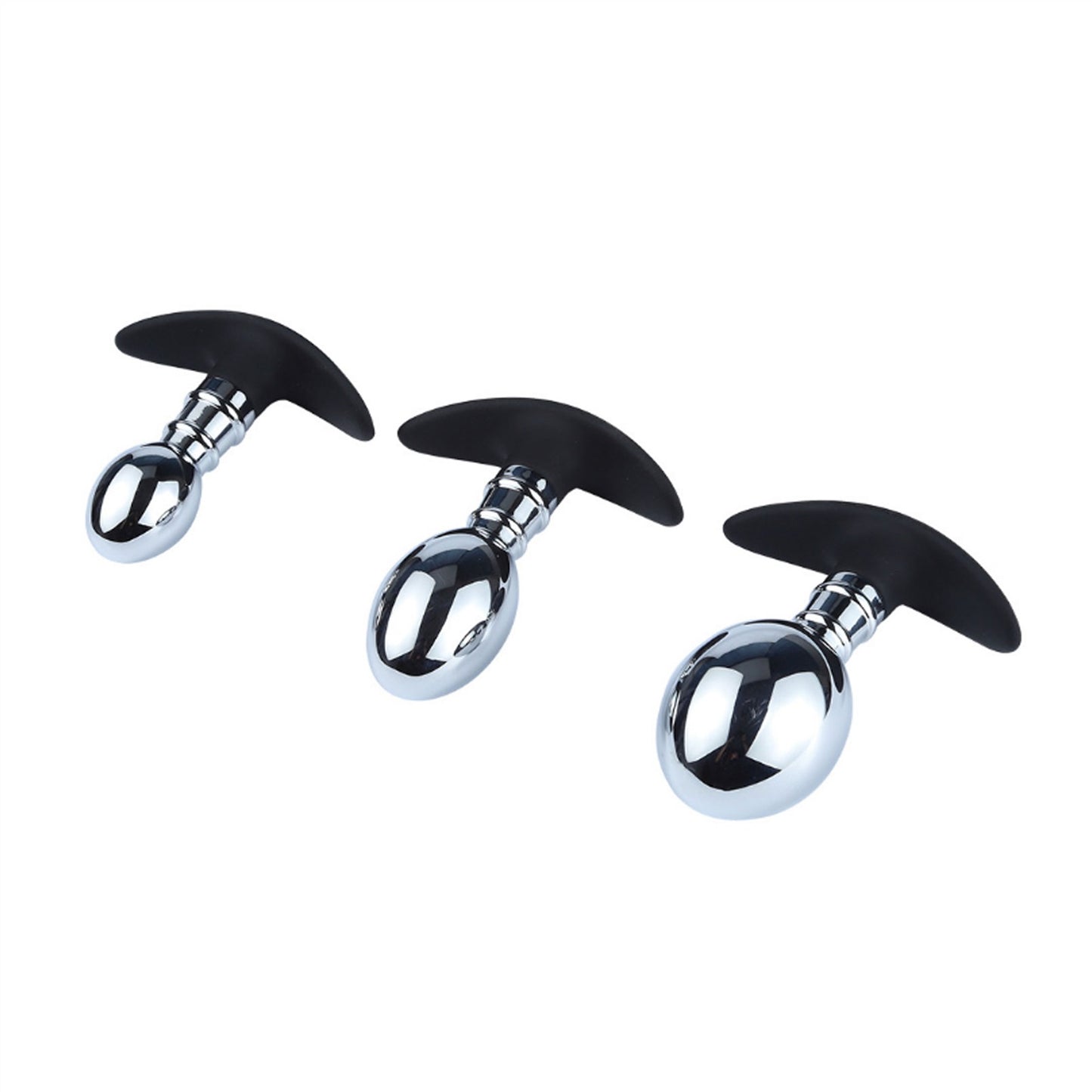 Metal Silicone Base Anus Plug Small Curved Masturb
