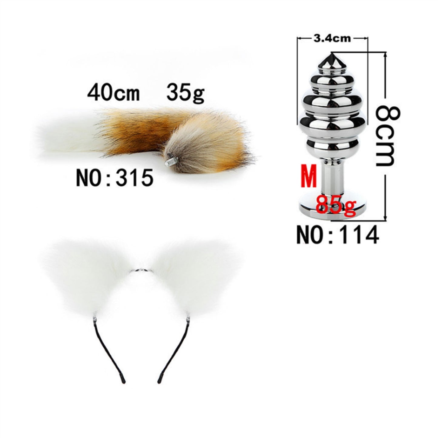 Faux Fox Tail Anal Plug Ear Hairpin Set Cosplay Ad