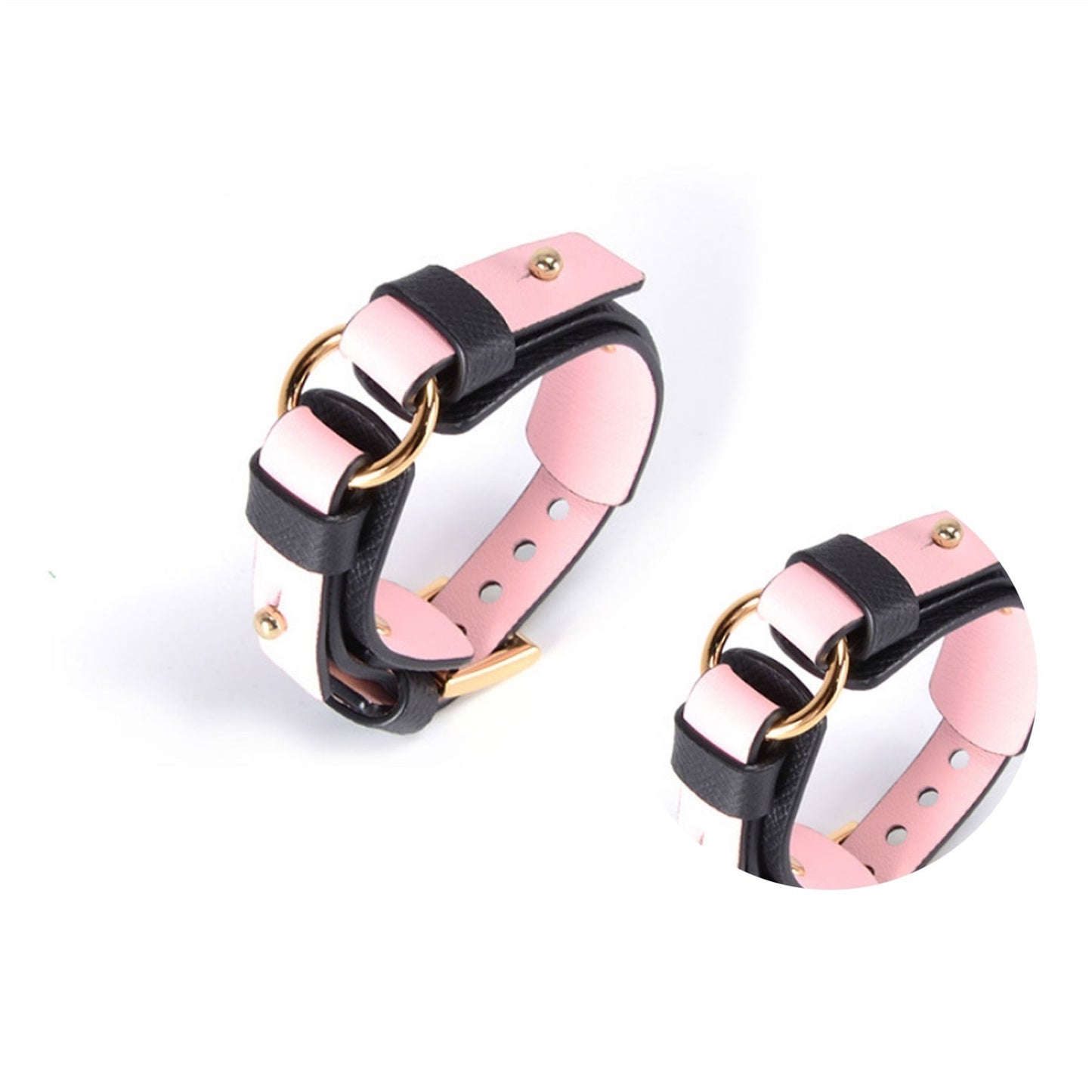 PU Leather Choker Collar Bracelet With Chain Adjus