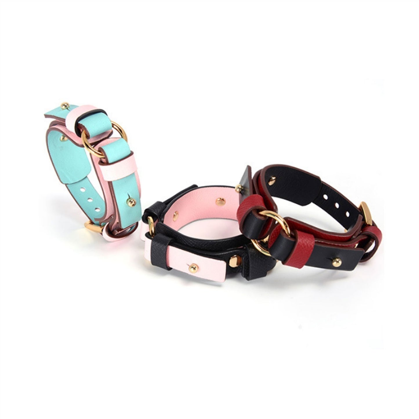 PU Leather Choker Collar Bracelet With Chain Adjus