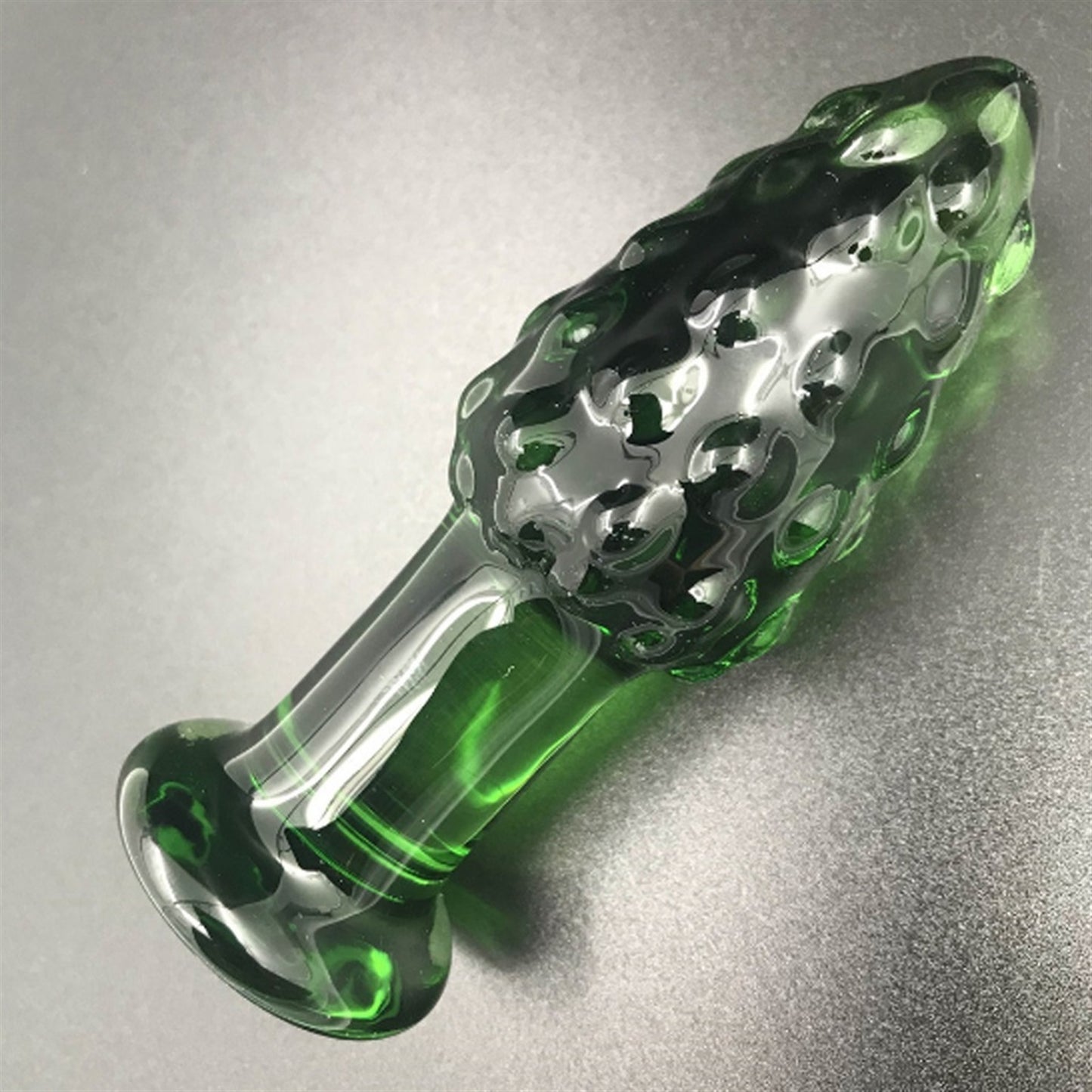 Green Cycas Crystal Glass Anal Plug for Men and Wo