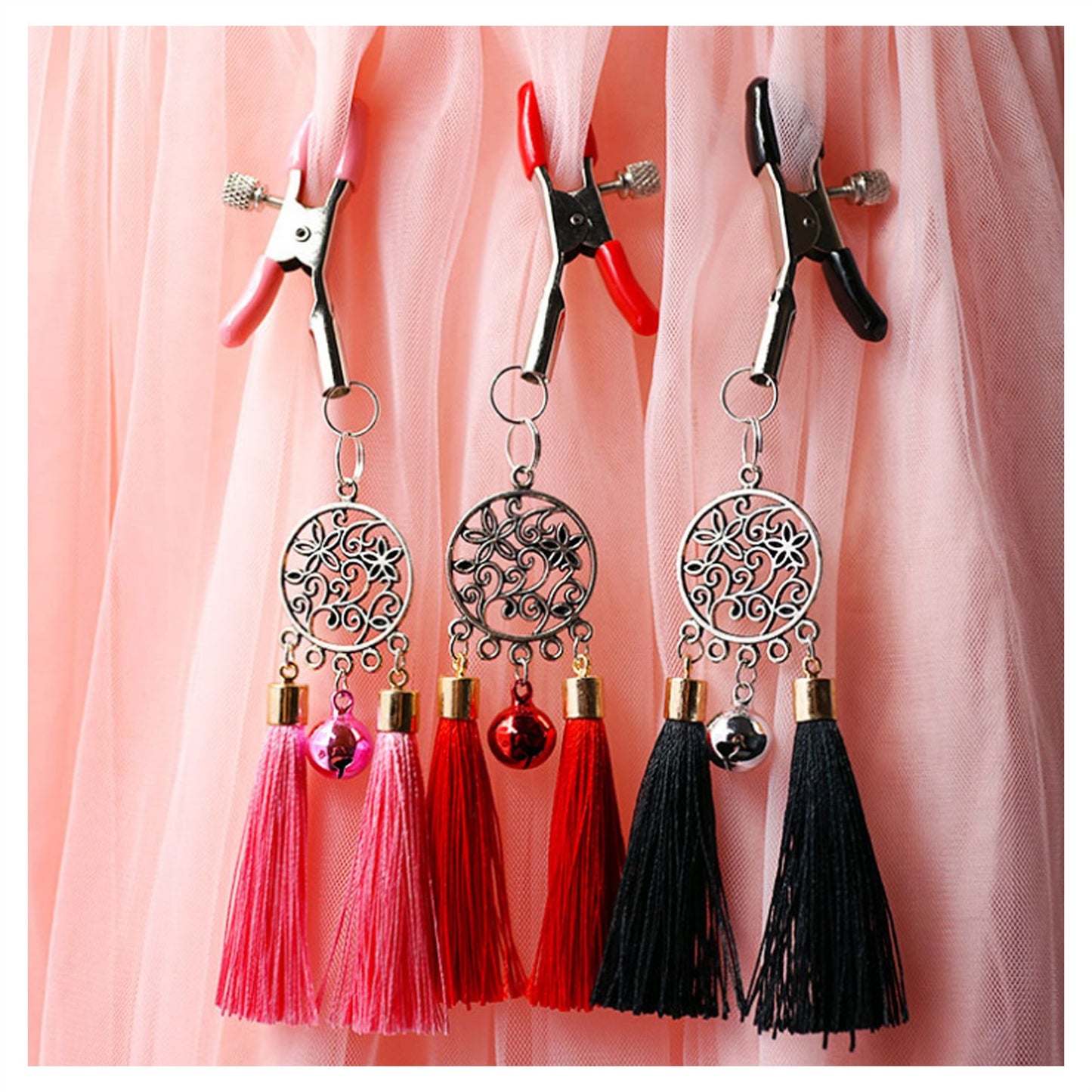Feather Bells Metal Tassels Pendant Nipple Clamps