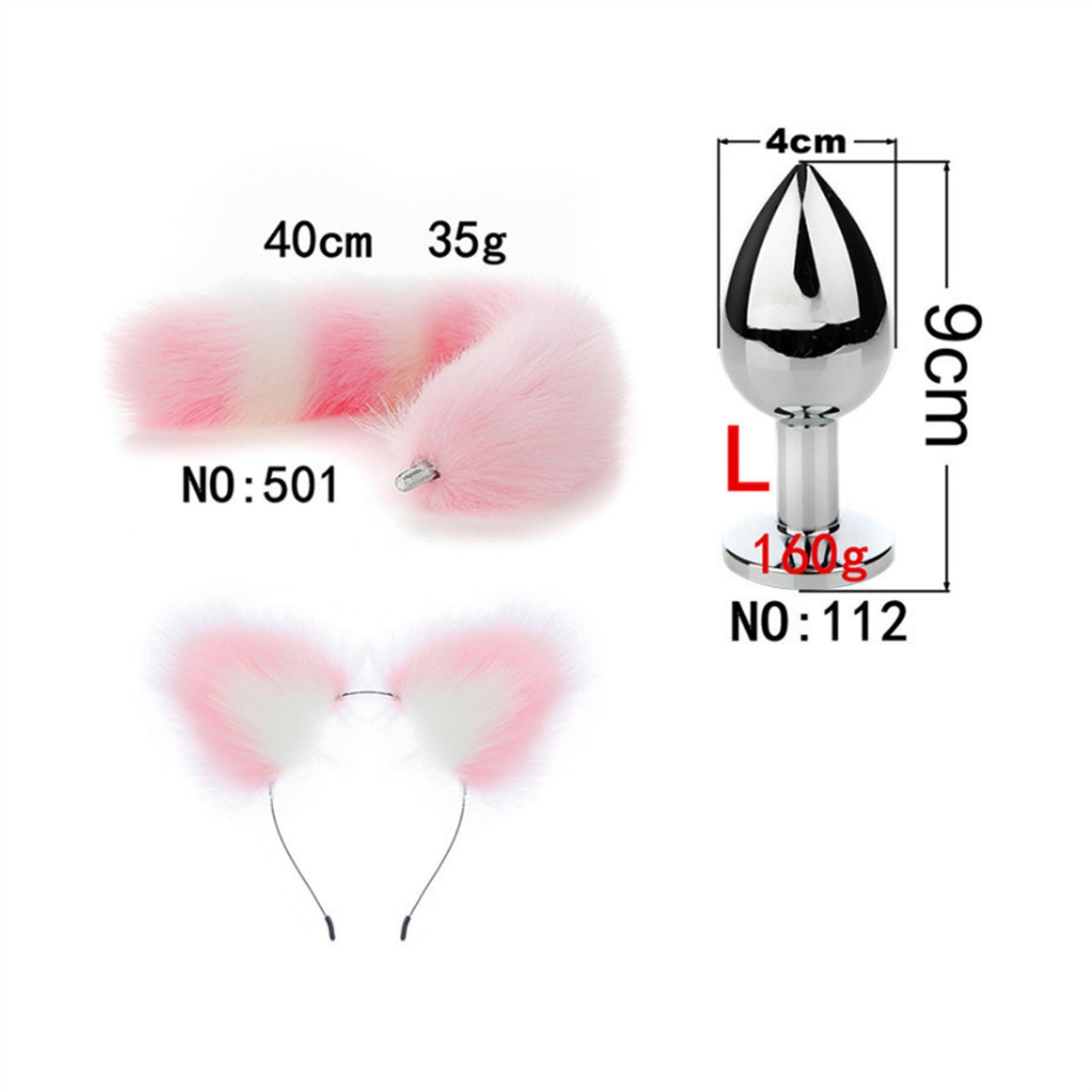 Faux fox tail anal plug ear hairpin set cosplay ad