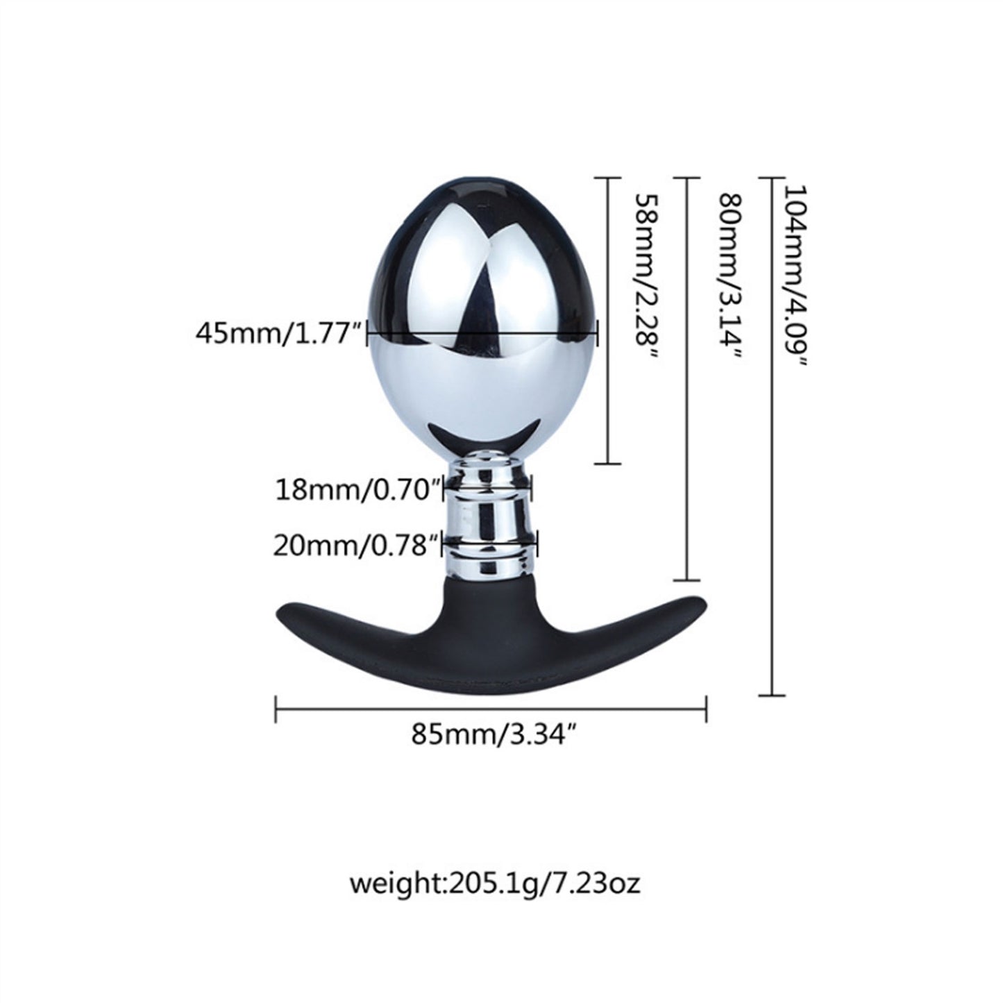 Metal Silicone Base Anus Plug Small Curved Masturb