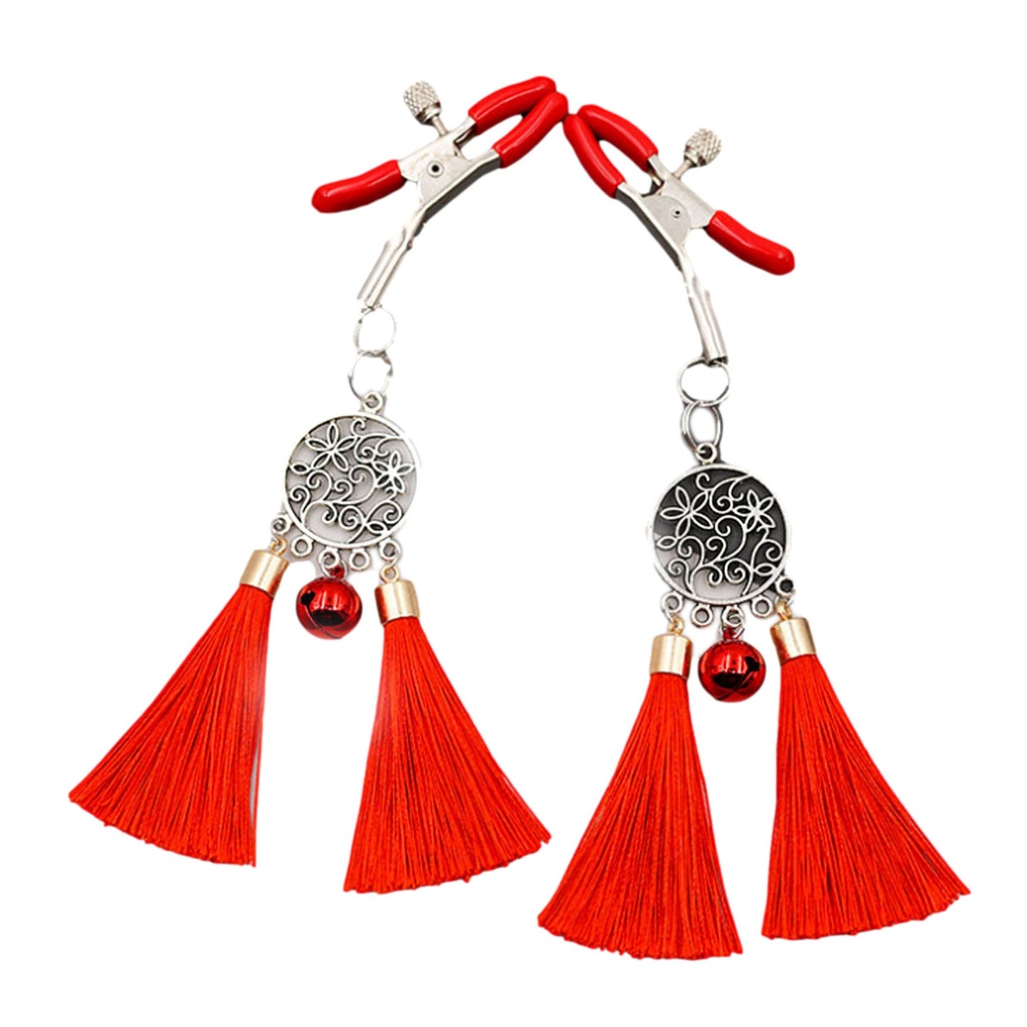 Feather Bells Metal Tassels Pendant Nipple Clamps