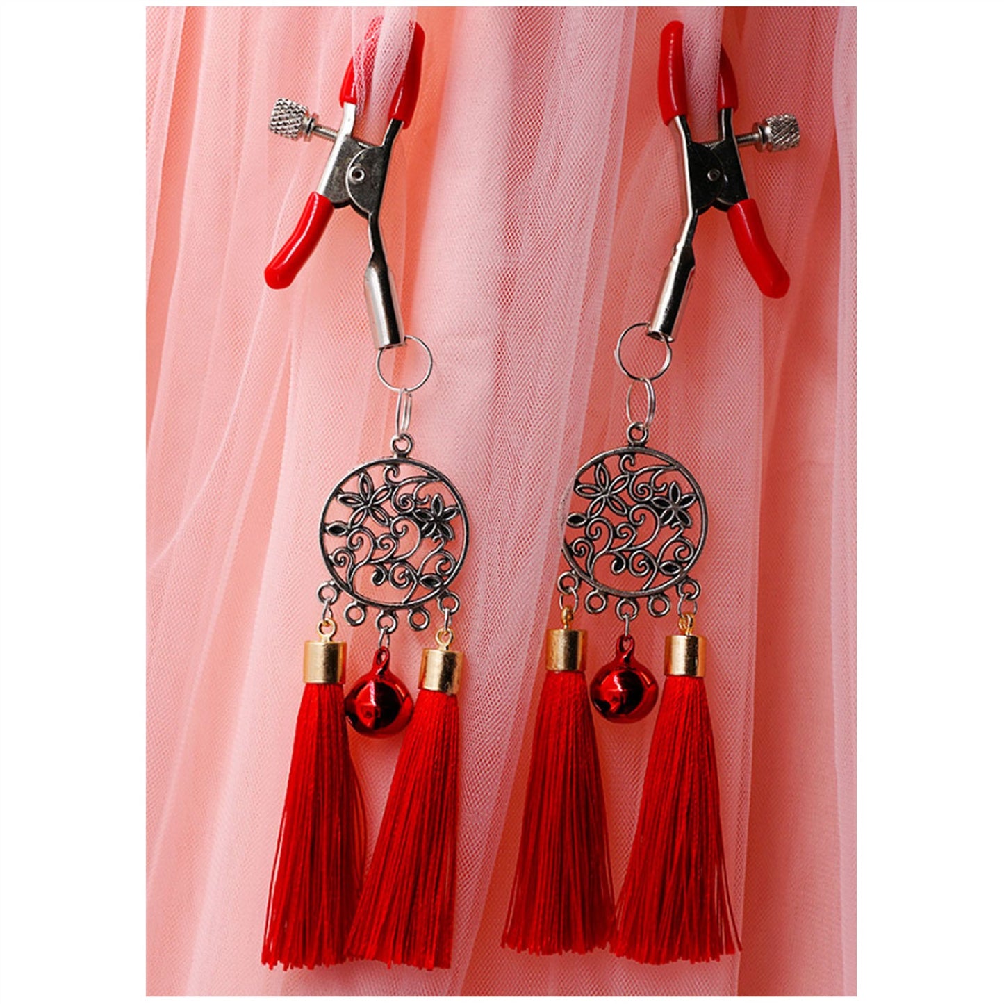 Feather Bells Metal Tassels Pendant Nipple Clamps
