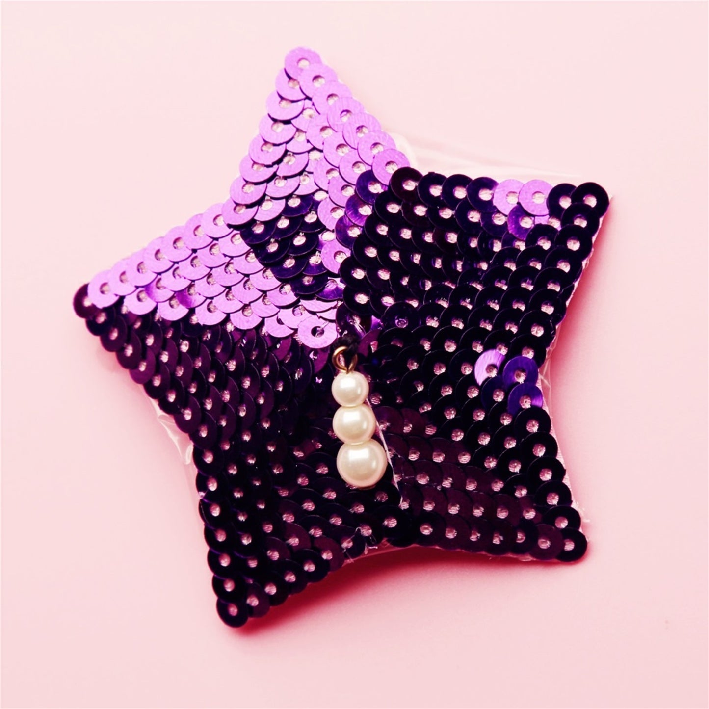 Fashion Purple Five-pointed Star Sequined Pearl Pe