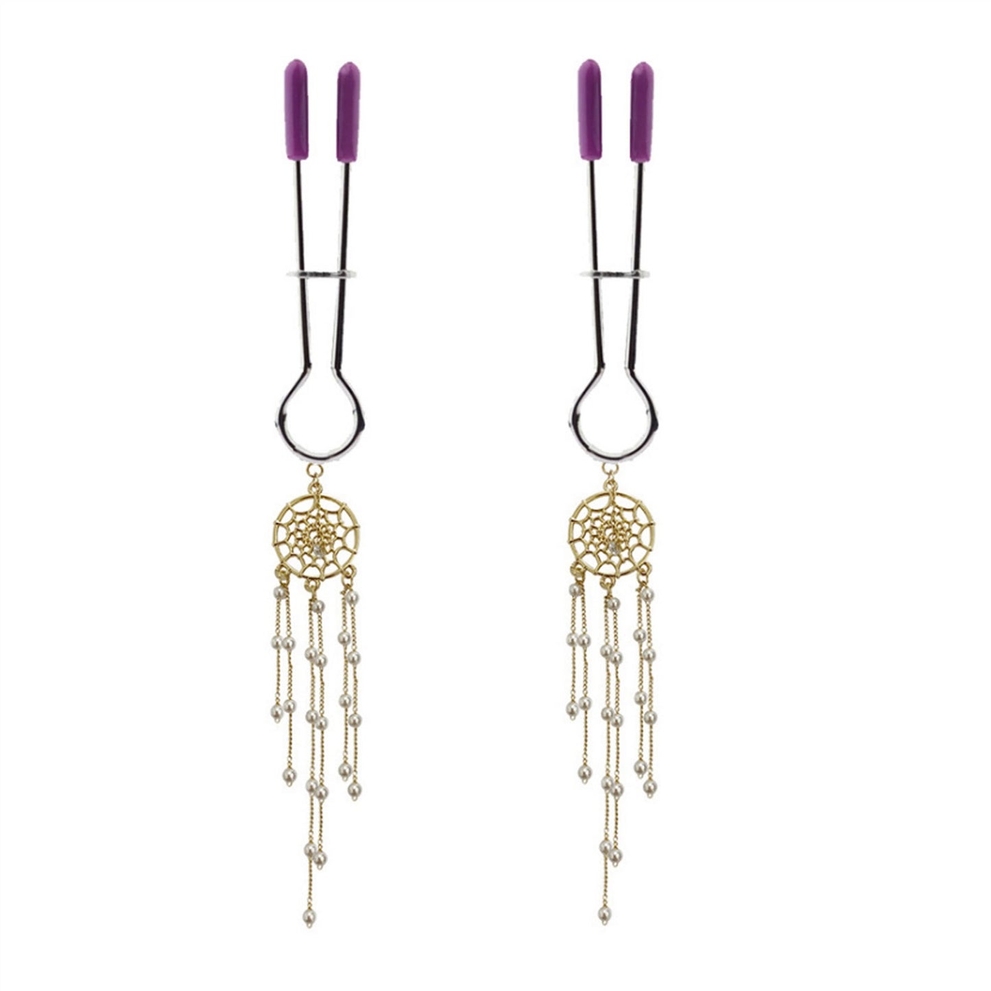 Purple Metal Clip Nipple Clamps With Screw Piercin
