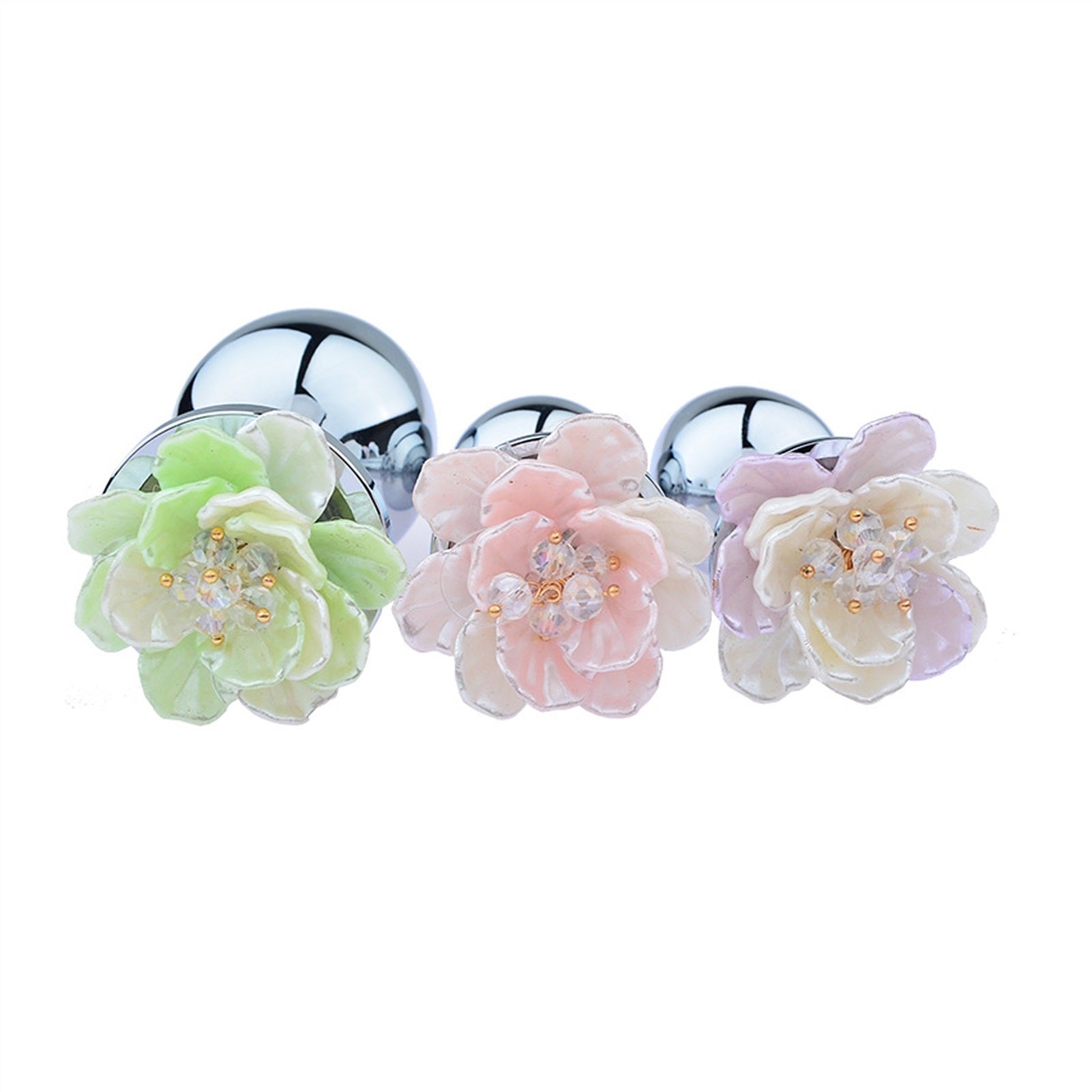 Adult Toy Plastic Flower Petal Bud Metal Anal Plug