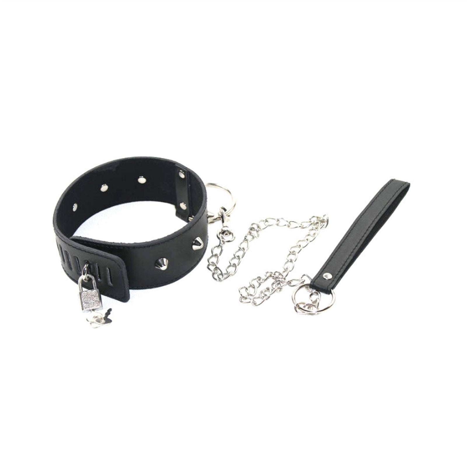 PU Leather Rivets Choker Collar Necklace With Towi
