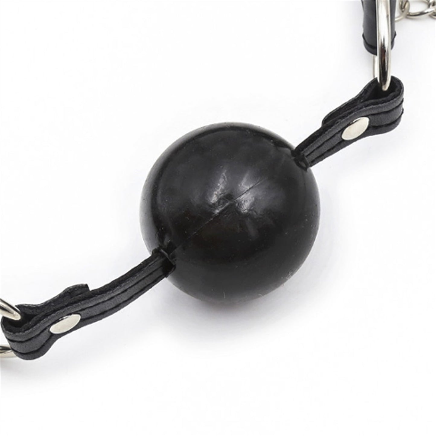 Sex Toys Leather Mouth Clip Solid Black Adjustable